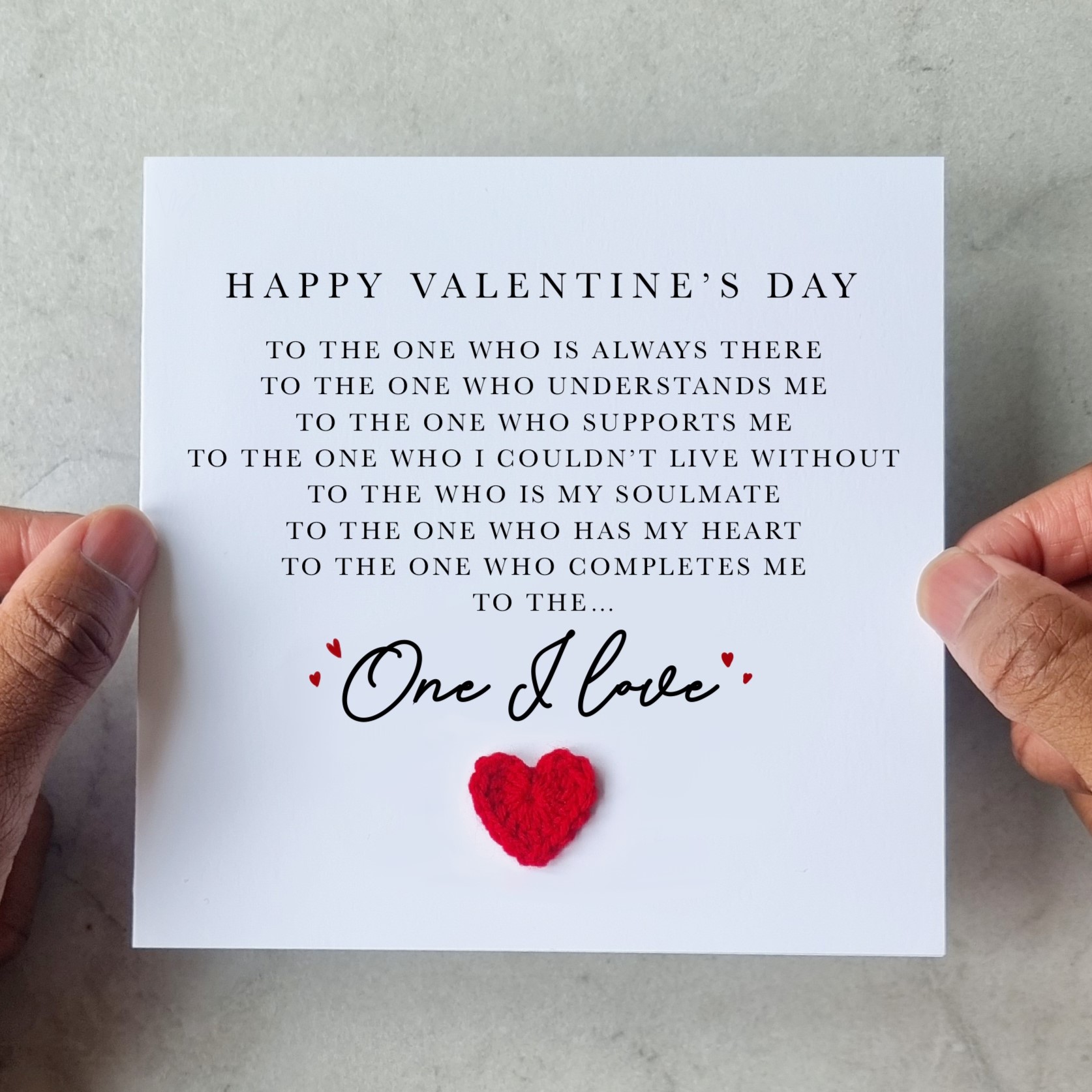 One I Love Poem Valentine's Day Card - Crochet Heart