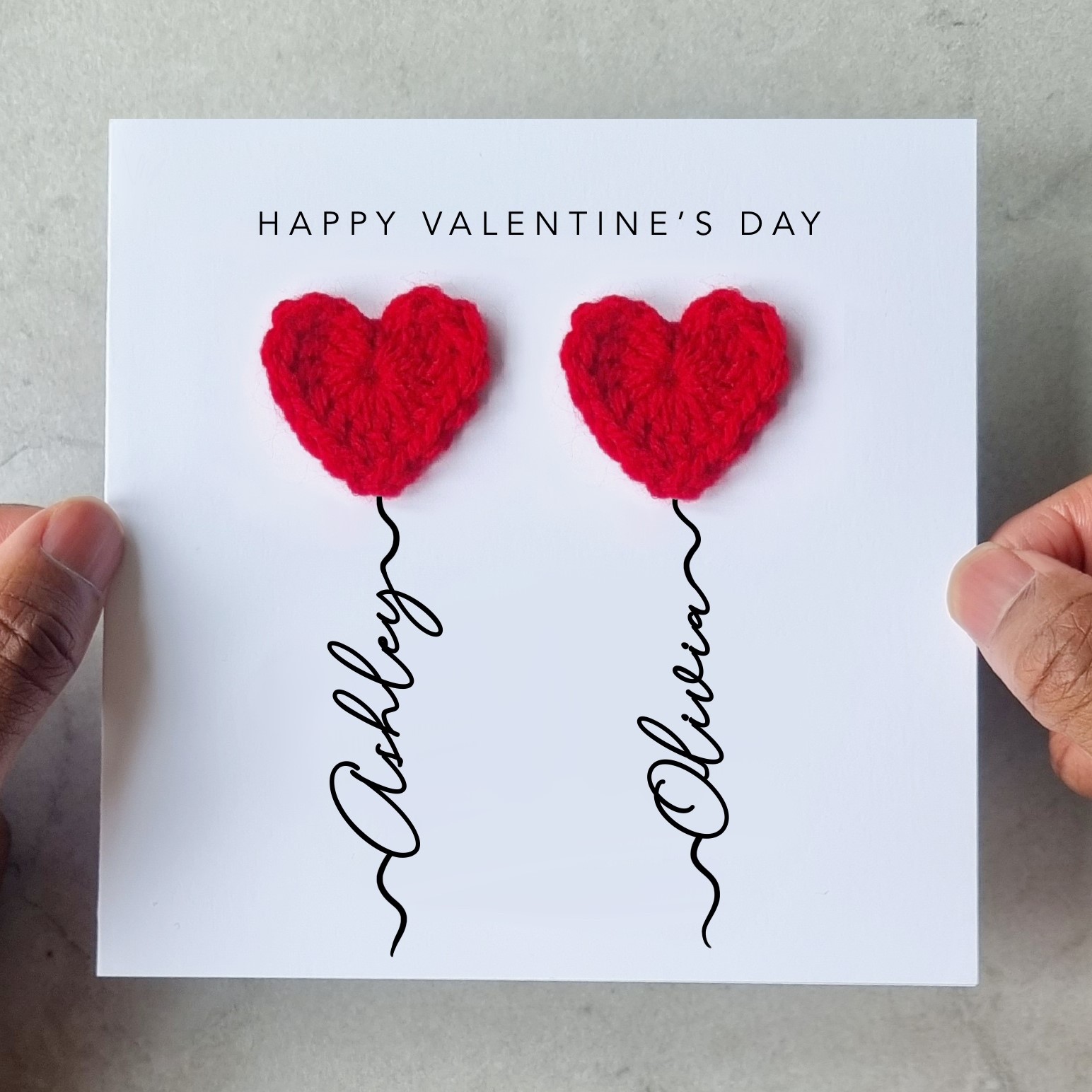 Couple Valentine's Day Card - Two Crochet Heart