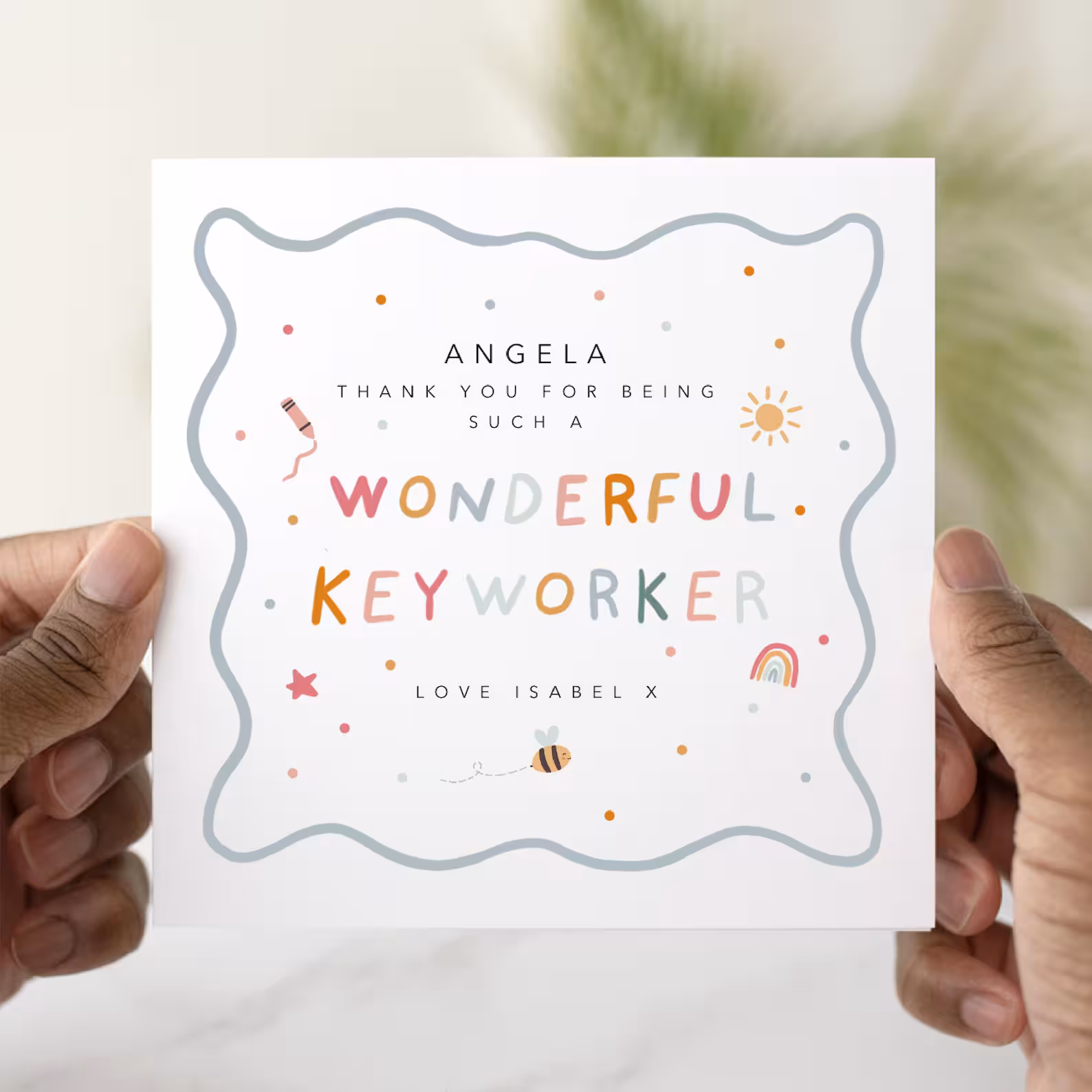 Personalised Wonderful Keyworker Thank You Card
