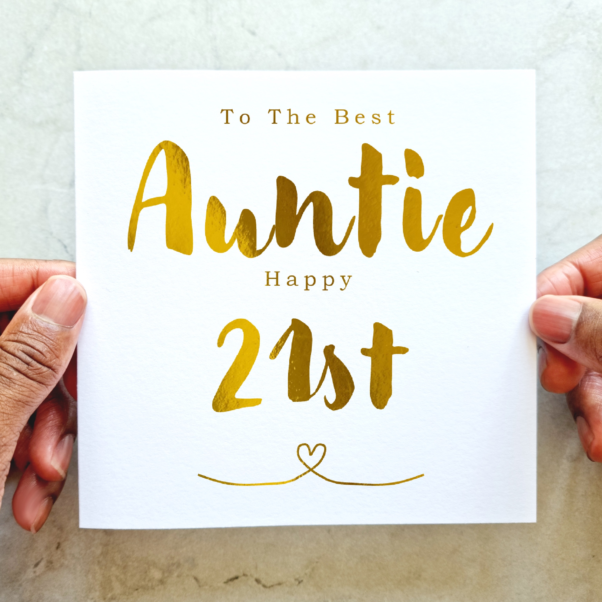 Auntie 21st Birthday Card - Gold Foil