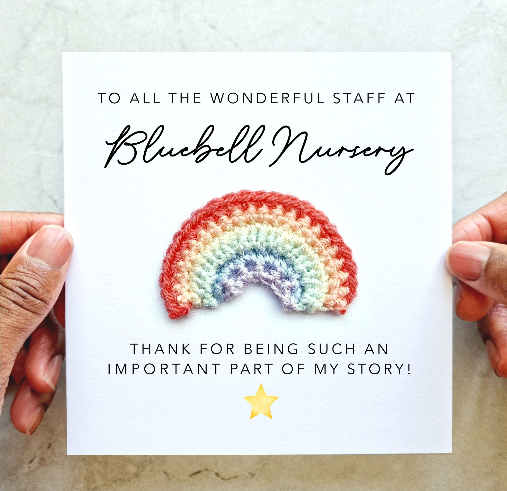 Personalised Nursery Thank You Card - Crochet Rainbow