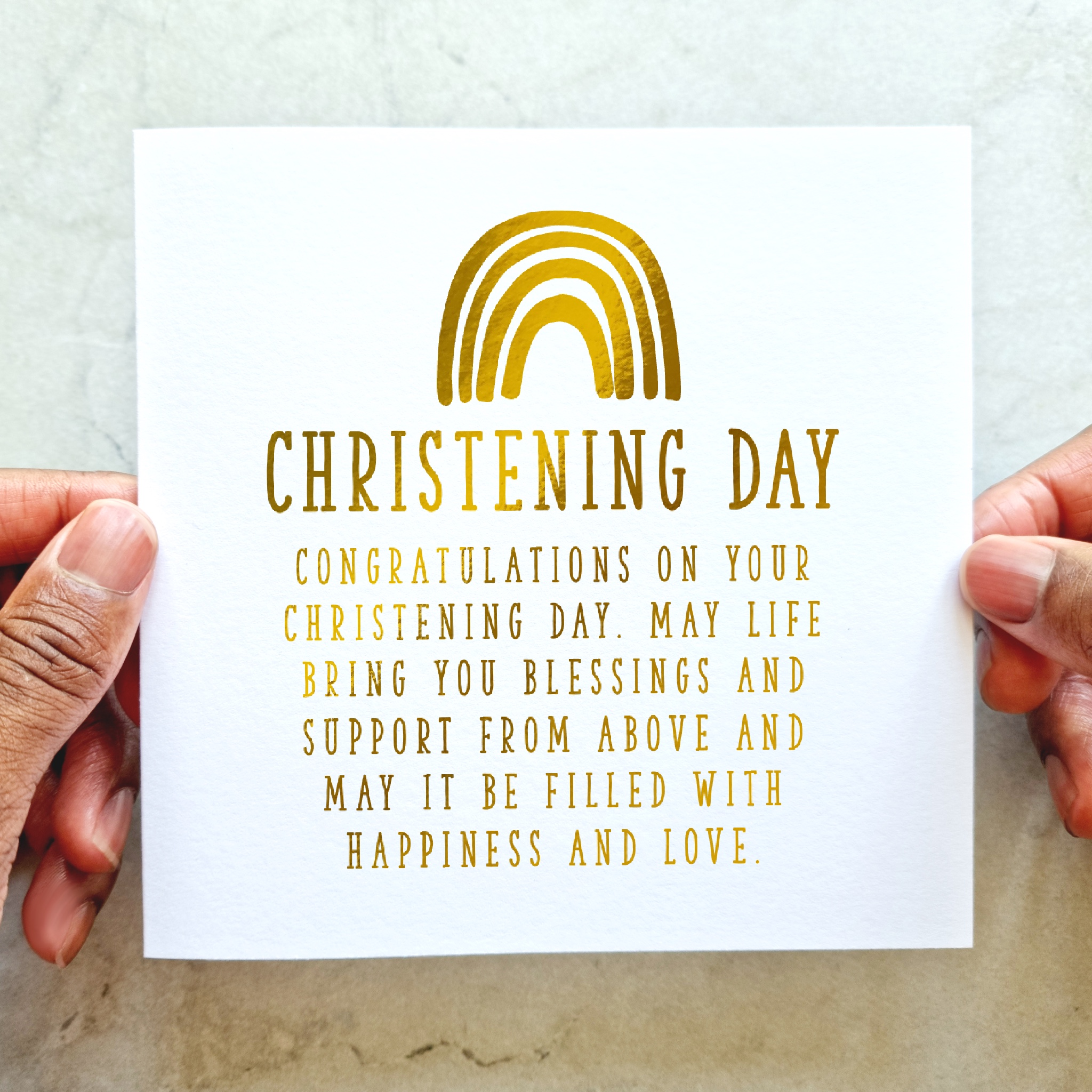 Poem Christening Card - Rainbow - Gold Foil
