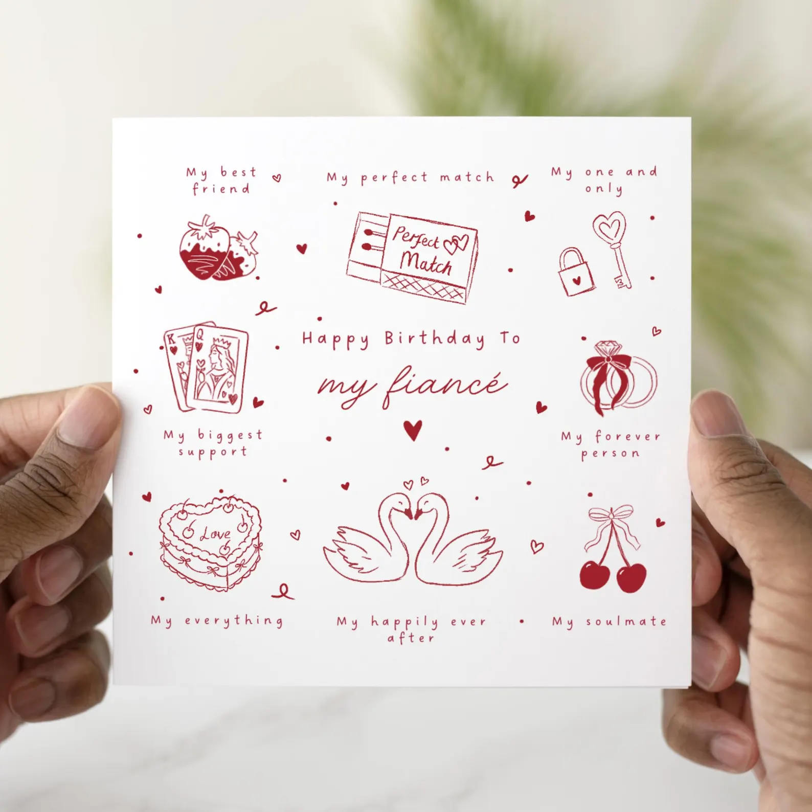 Cute Doodles Fiancé Birthday Card