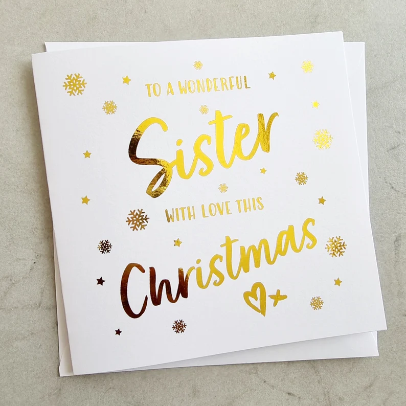 Sister Christmas Card - Gold Foil