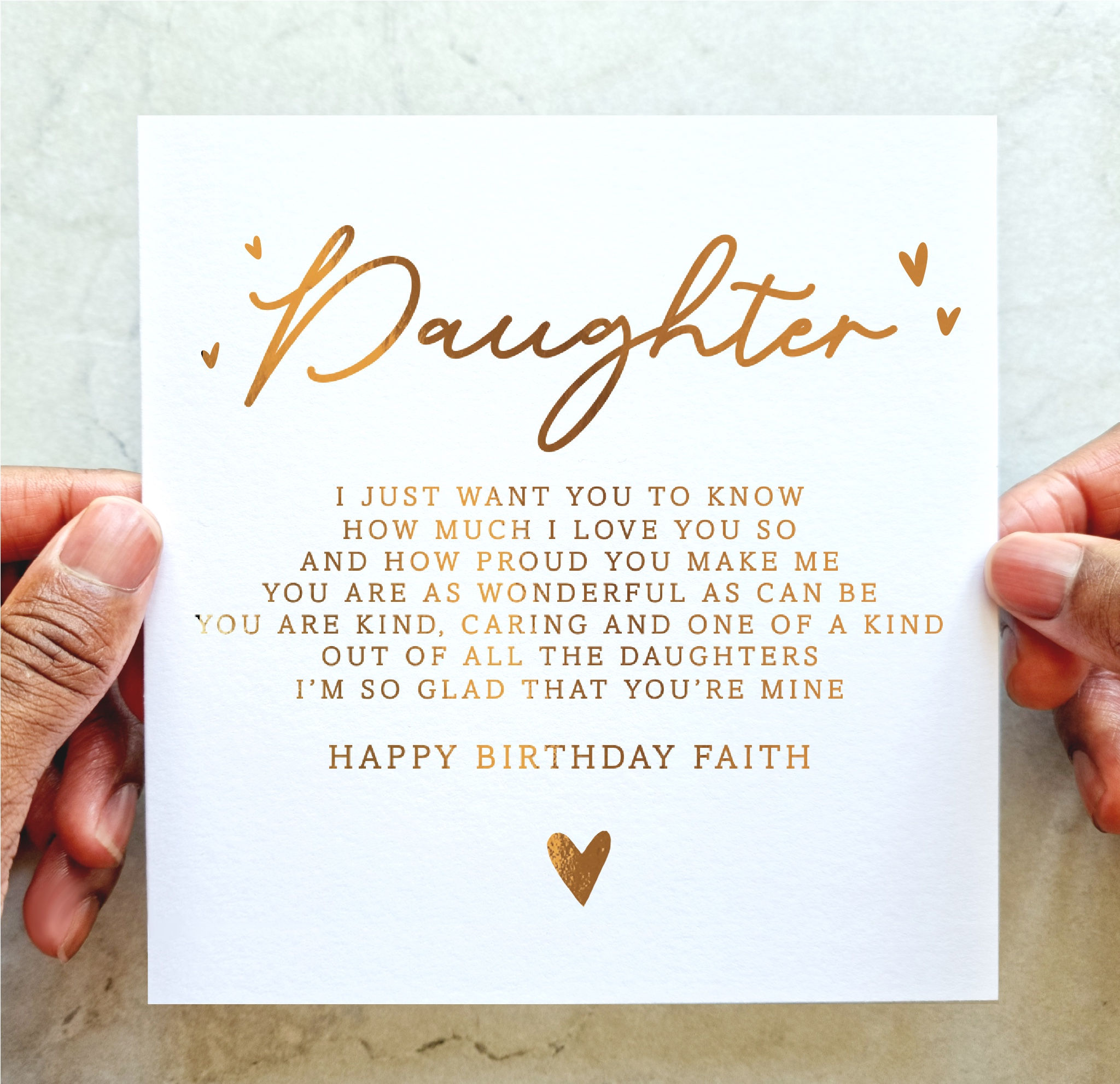 Personalised Poem Daughter Birthday Card - Rose Gold Foil