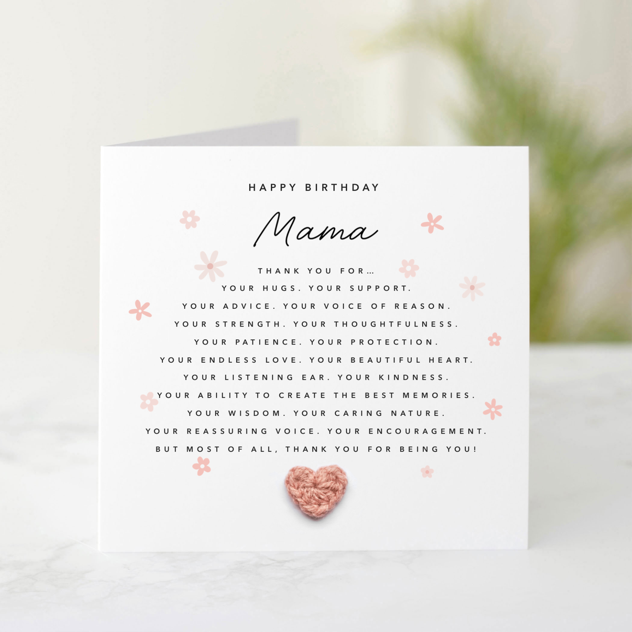 Thank You Mama Birthday Card - Crochet Heart