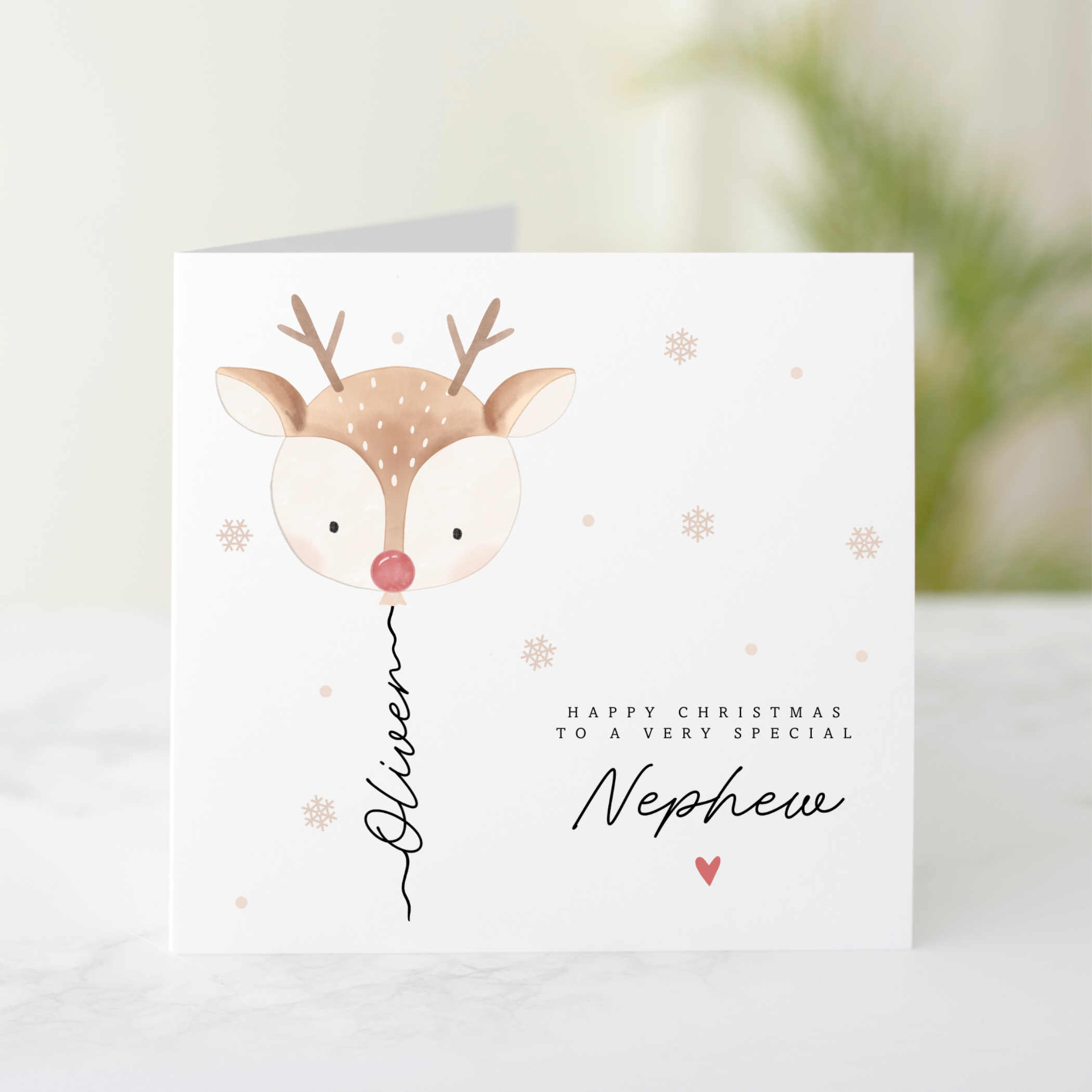 Personalised Nephew Christmas Card - Reindeer