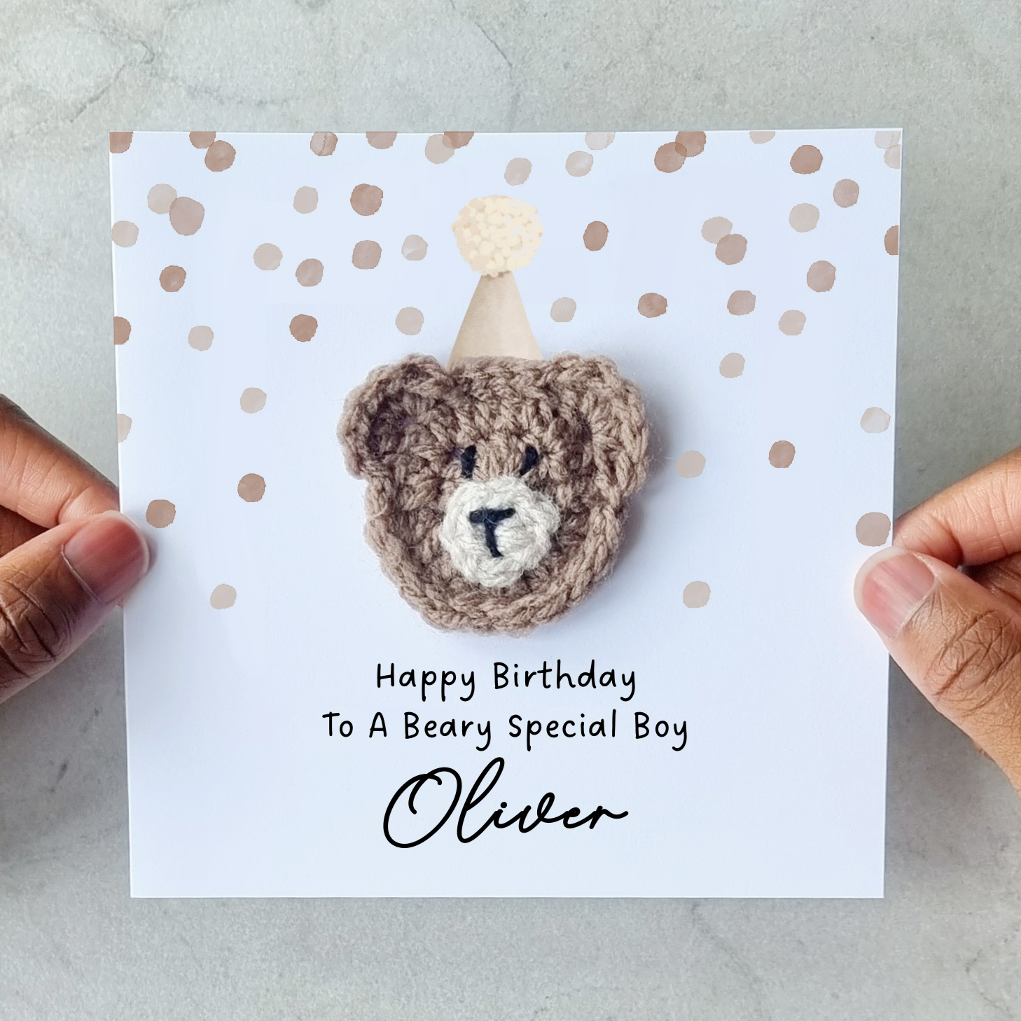 Personalised Birthday Card - Special Boy - Crochet Bear
