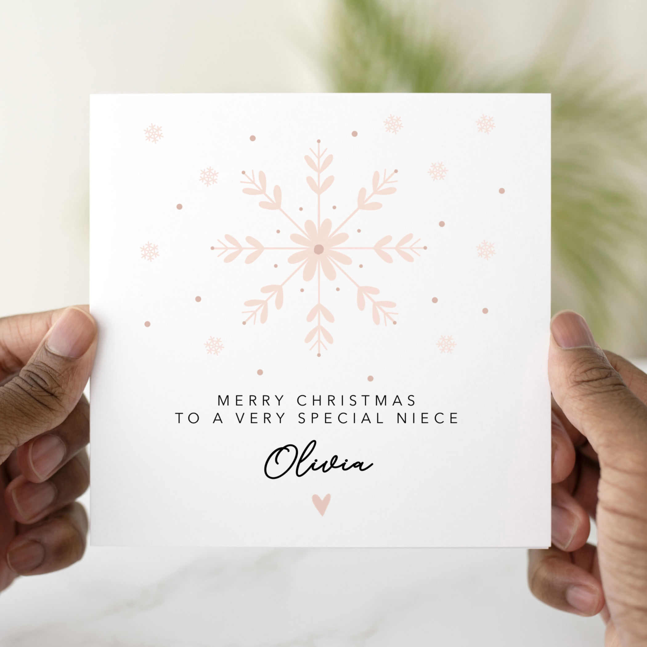 Personalised Snow Flake Niece Christmas Card