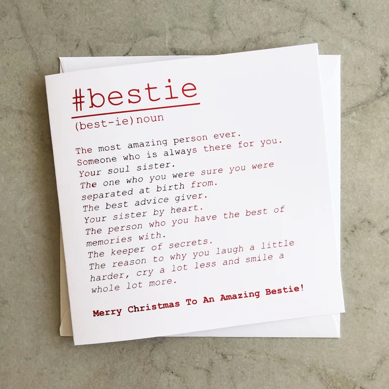 Definition Bestie Christmas Card - Red Foil