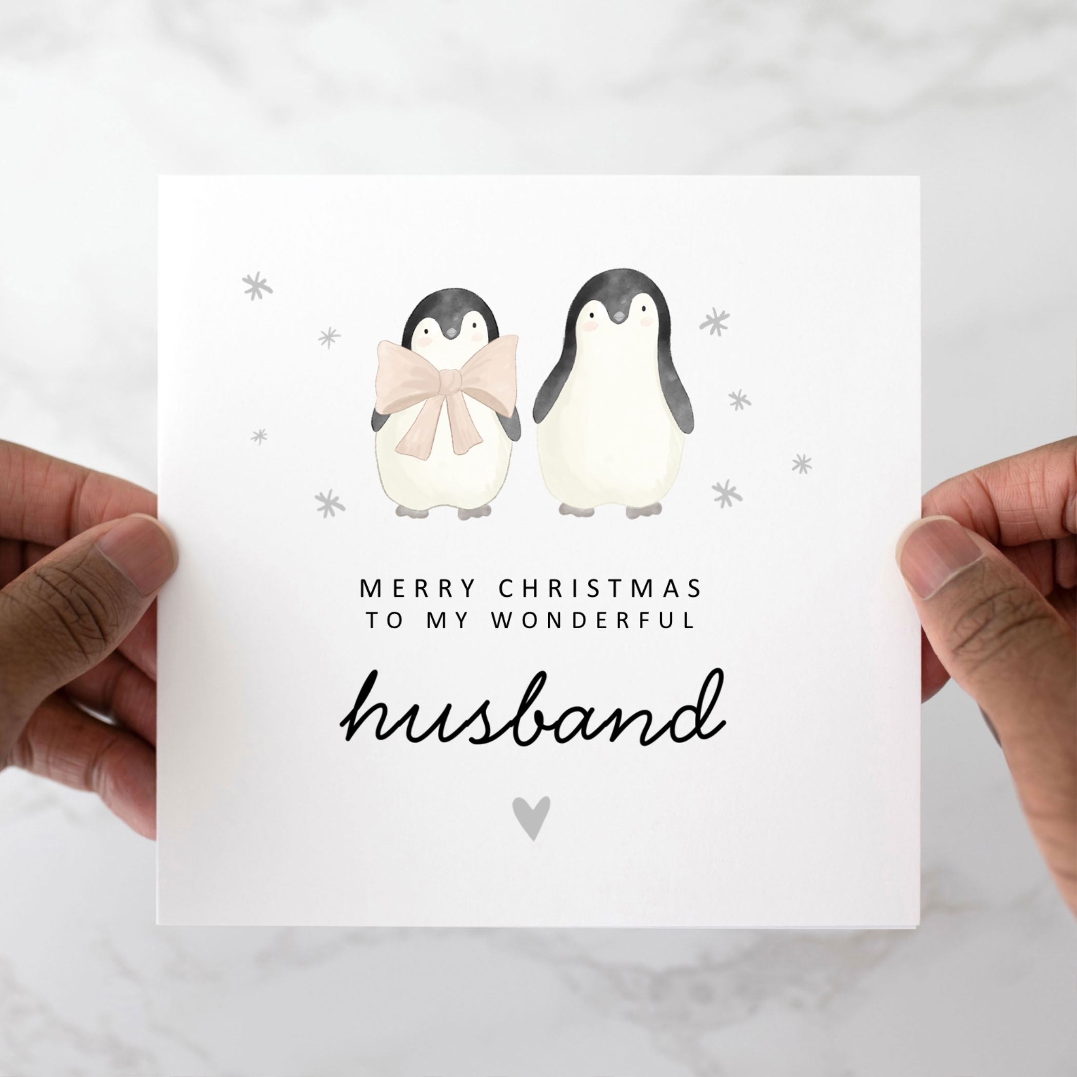 Husband Christmas Card - Cute Penguins