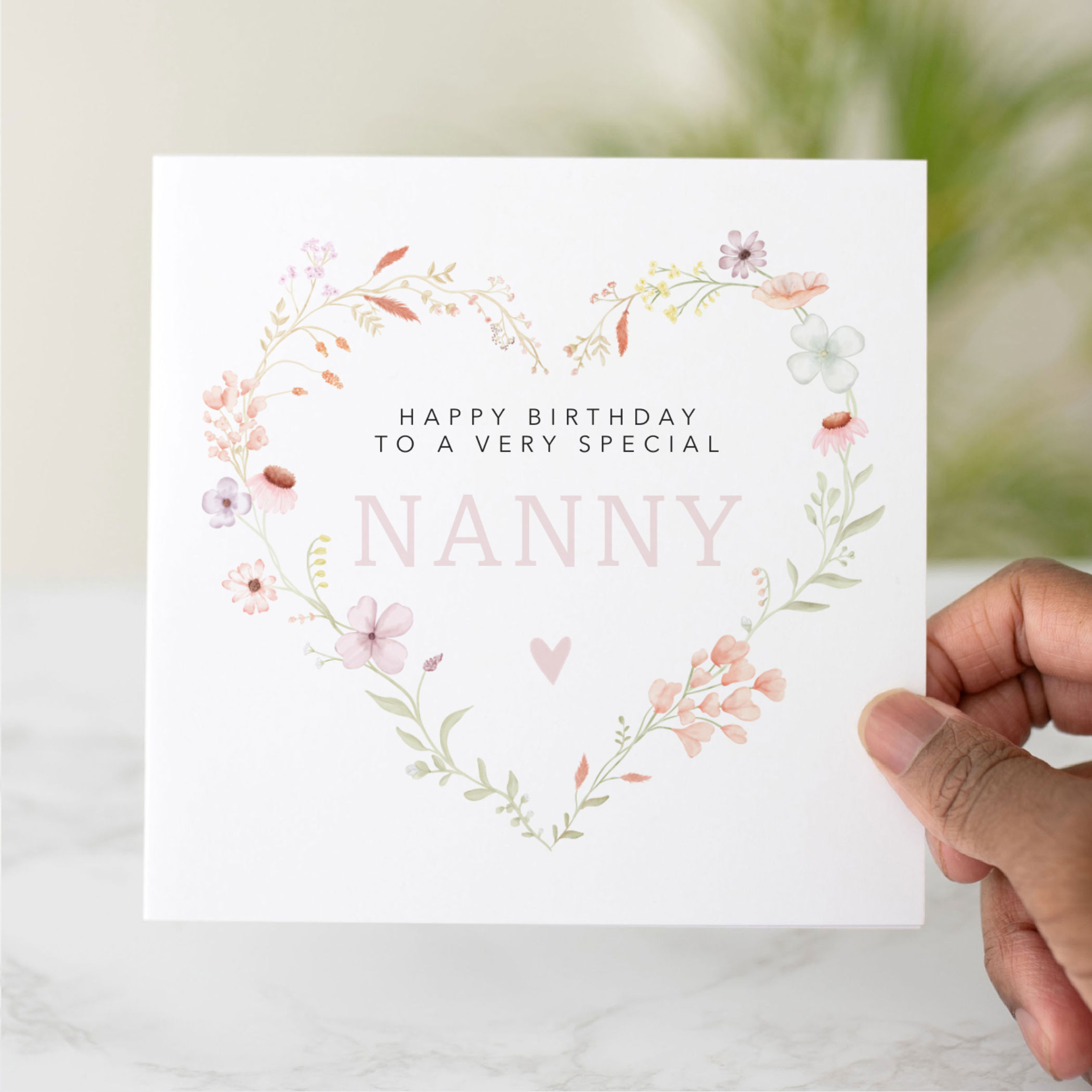 Floral Heart Nanny Birthday Card