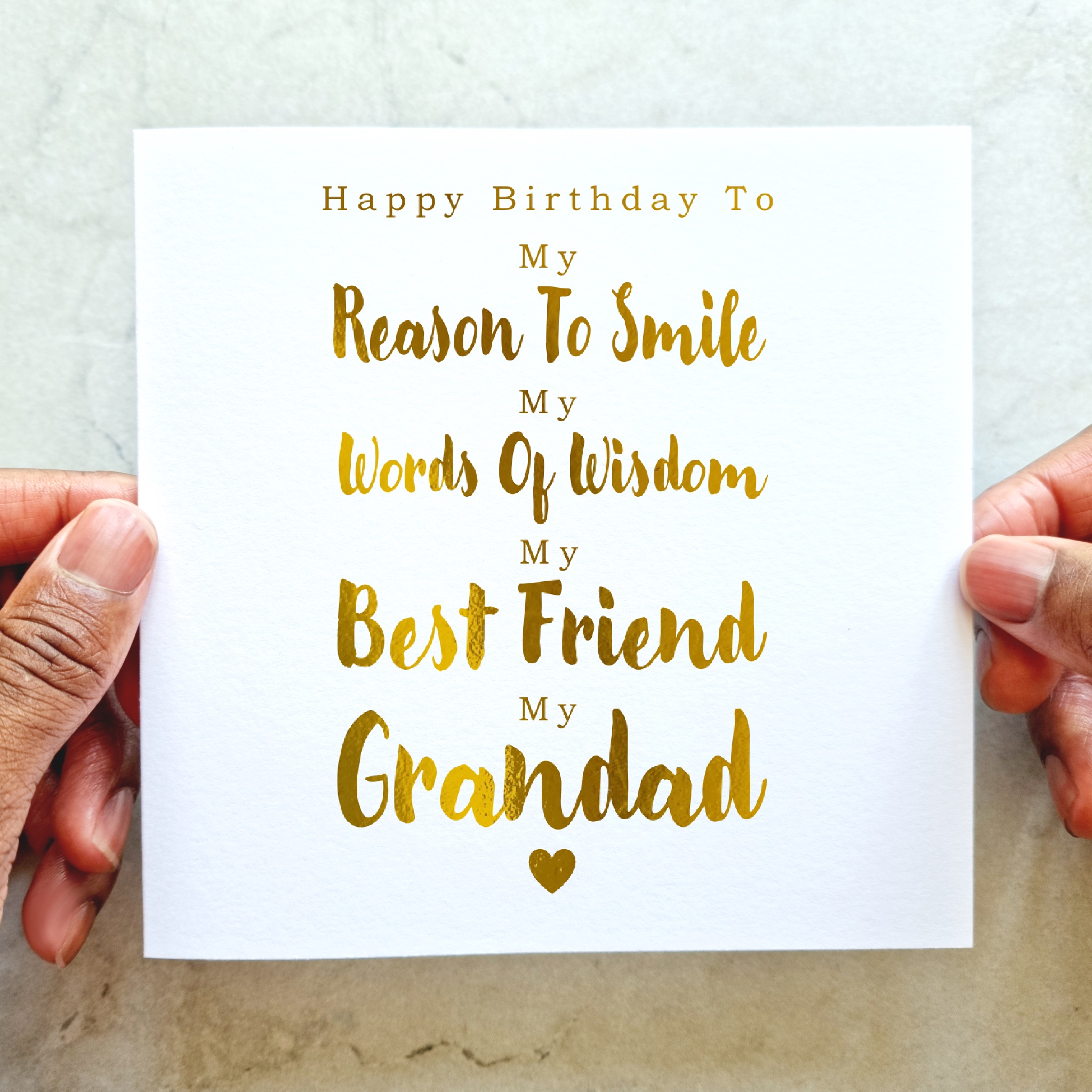 Grandad Birthday Card - Gold Foil