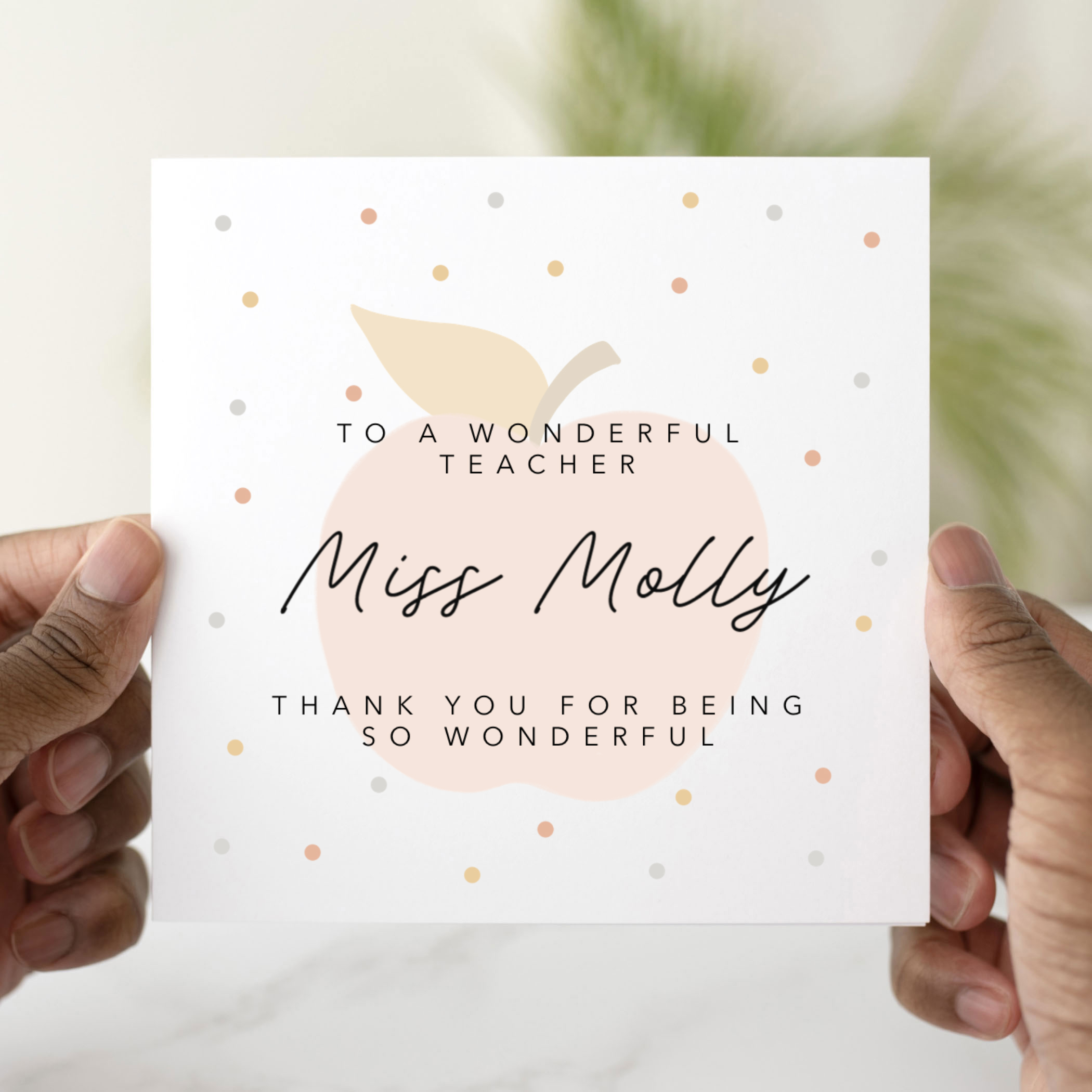 Personalised Teacher Thank You Card - Apple