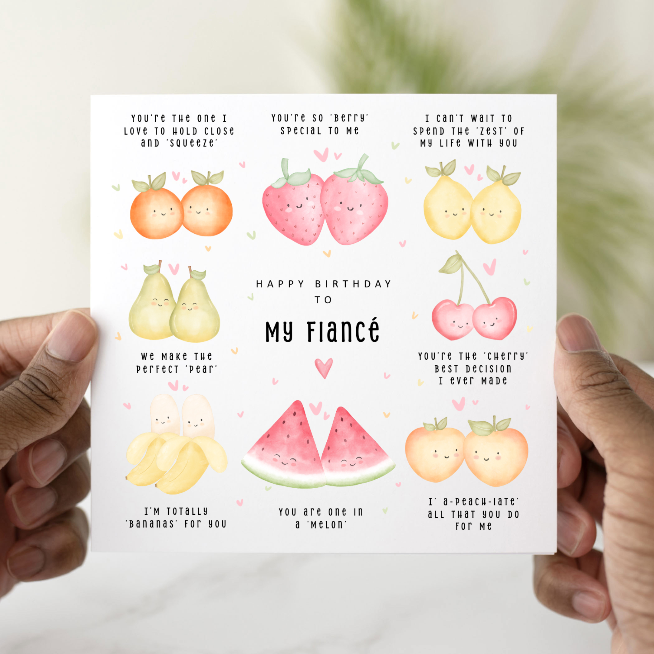 Fiancé Birthday Card - Fruit Puns
