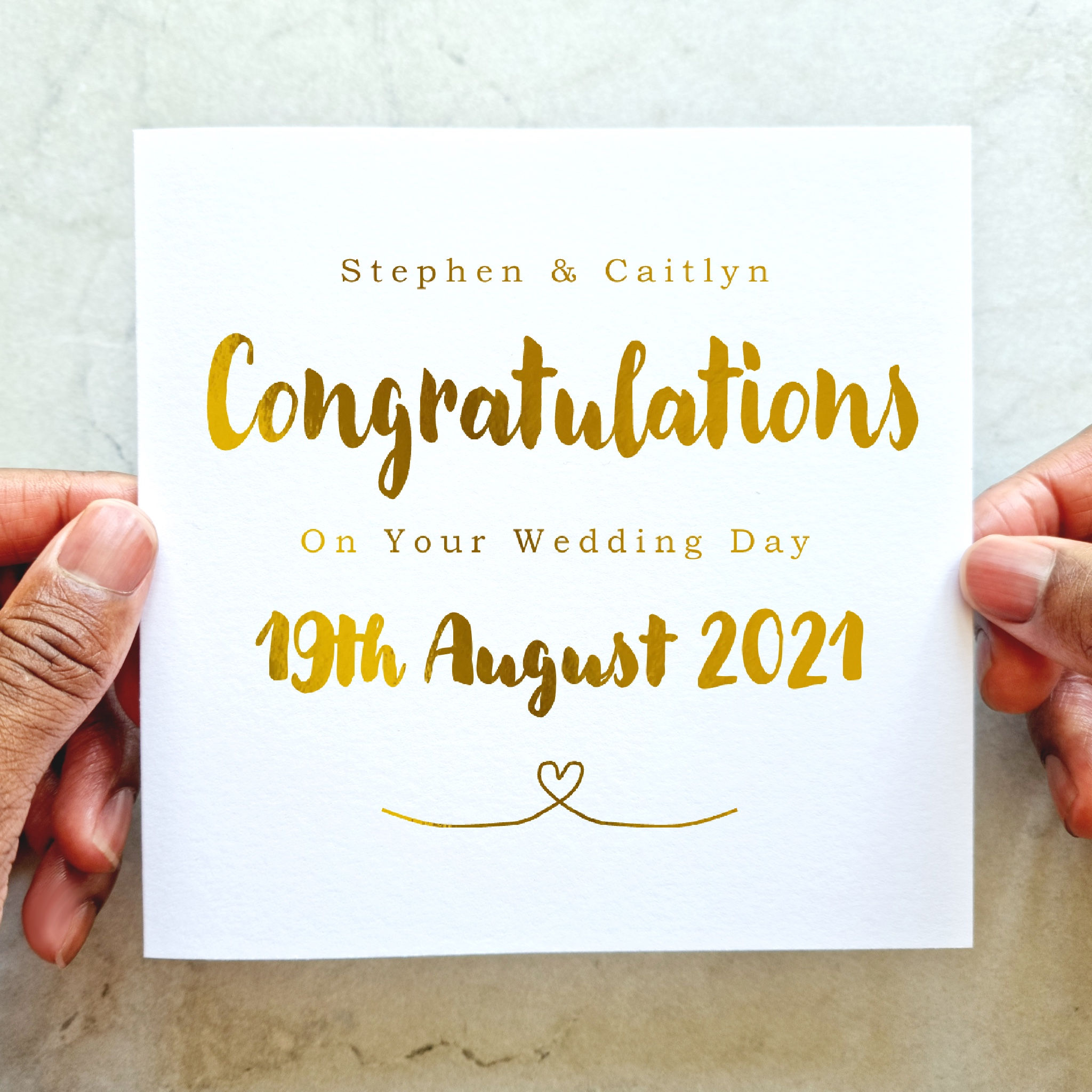 Personalised Wedding Card - Congratulations - Gold Foil