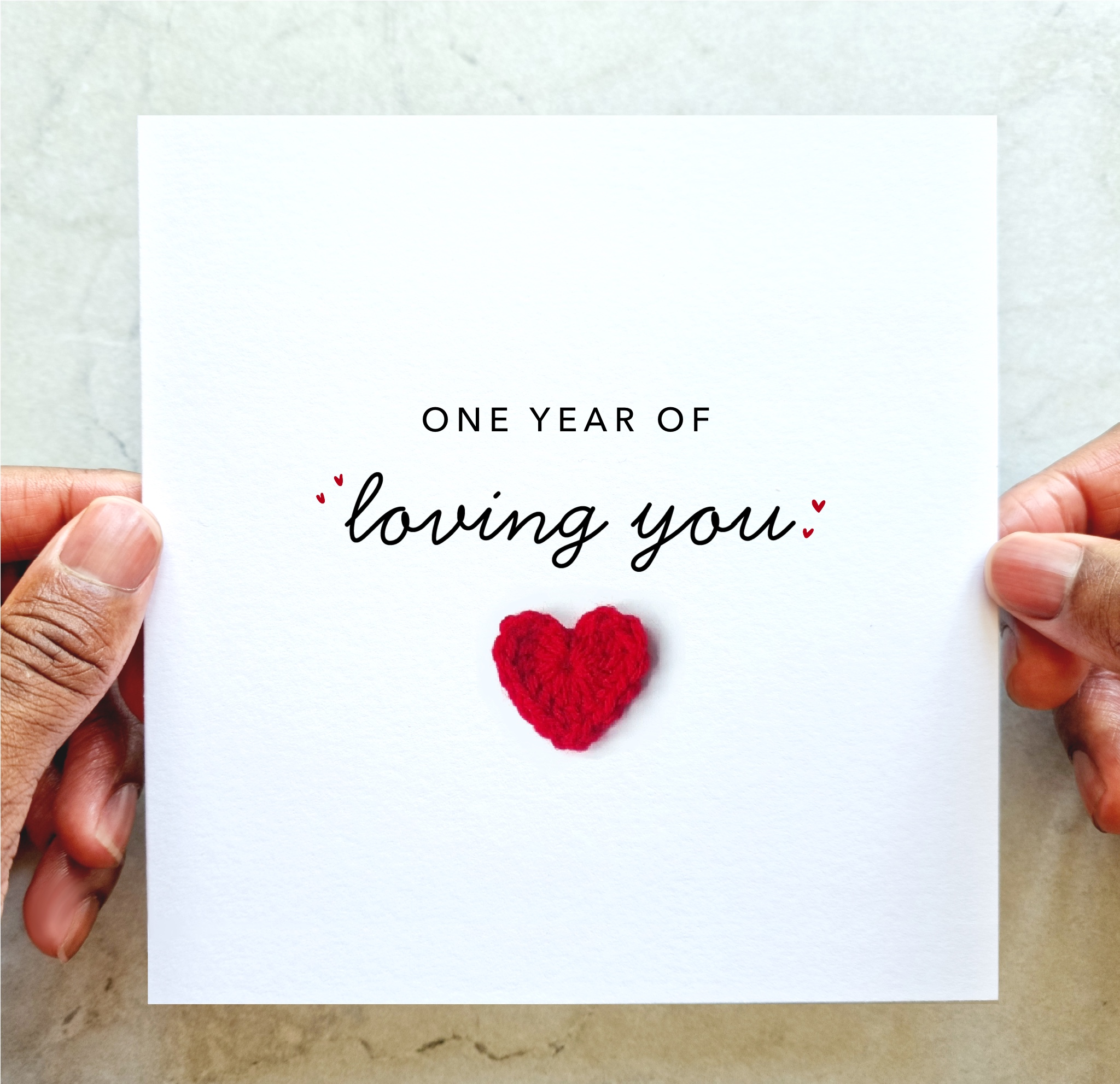 1st Anniversary Card - Loving You - Crochet Heart