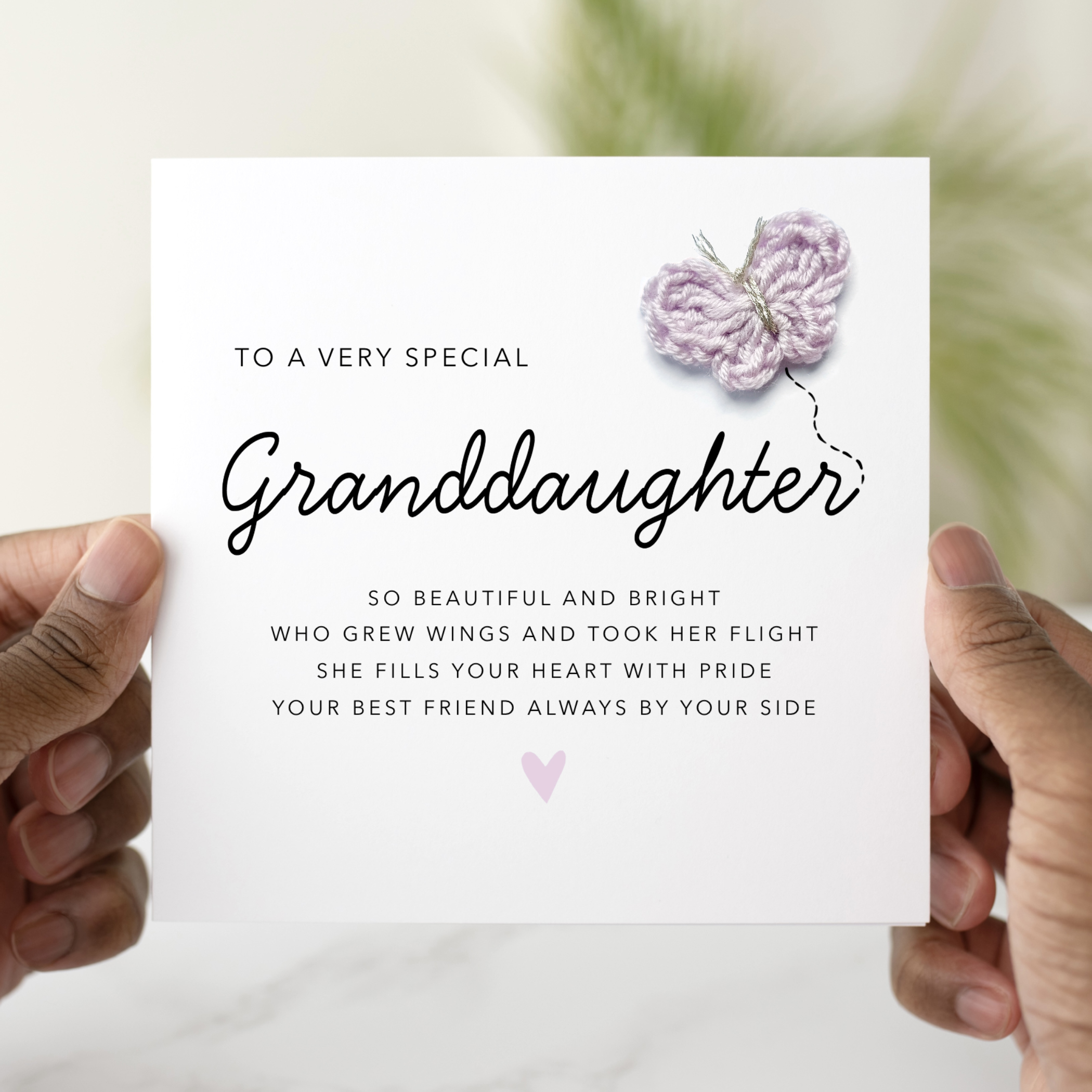 Granddaughter Birthday Card - Crochet Butterfly