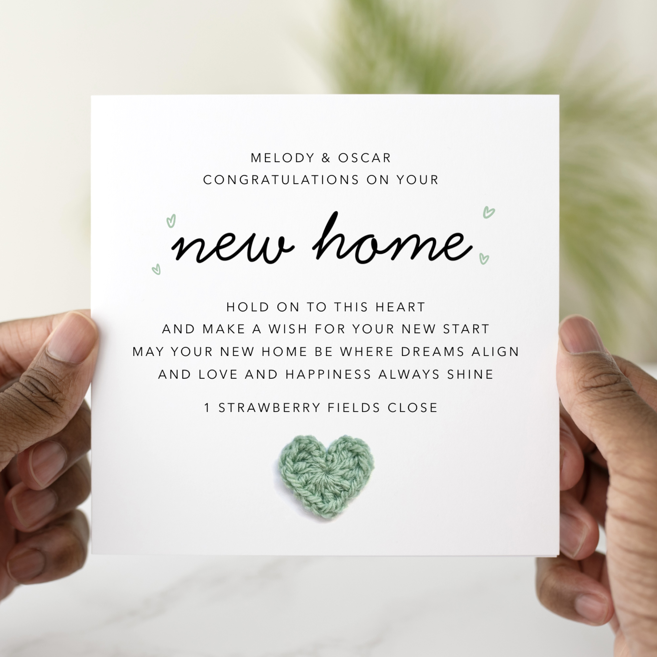 Personalised New Home Card - Always Shine - Crochet Heart