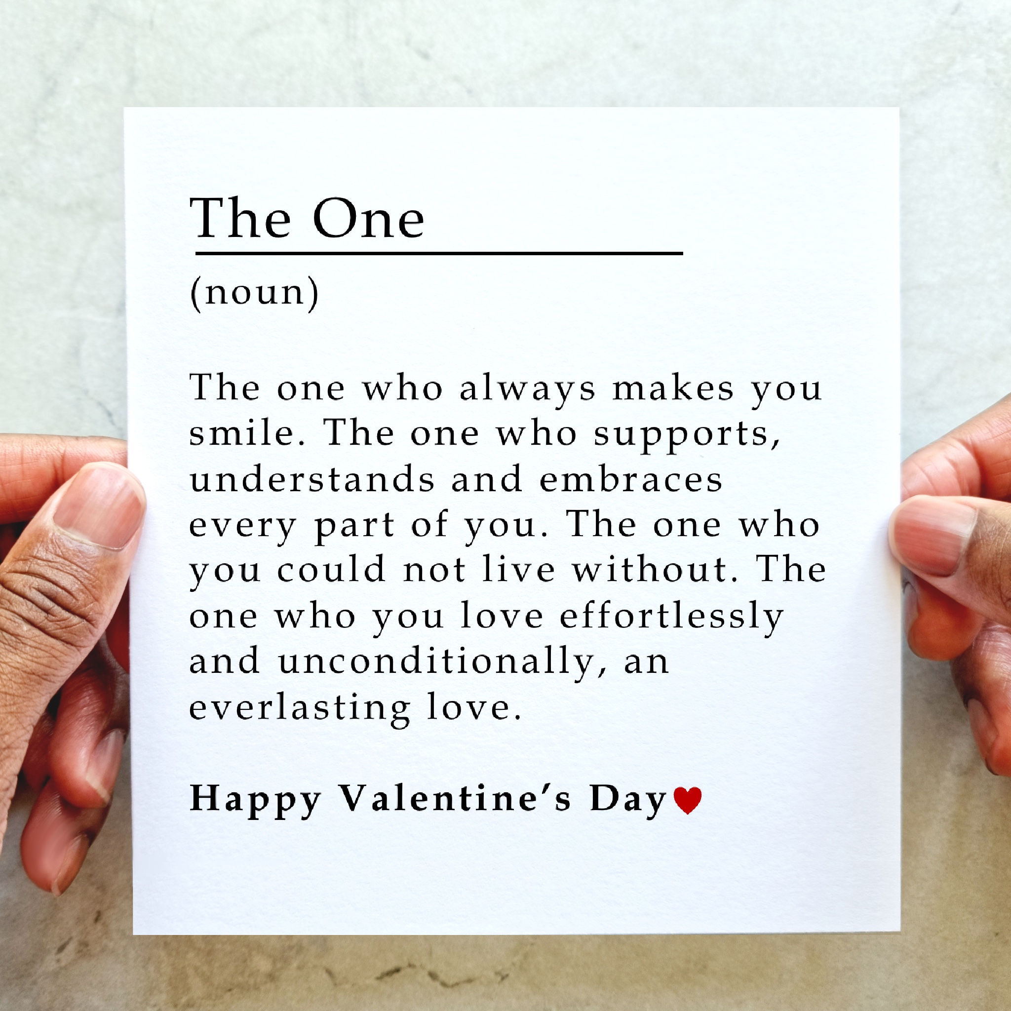 Definition The One Valentine's Day Card