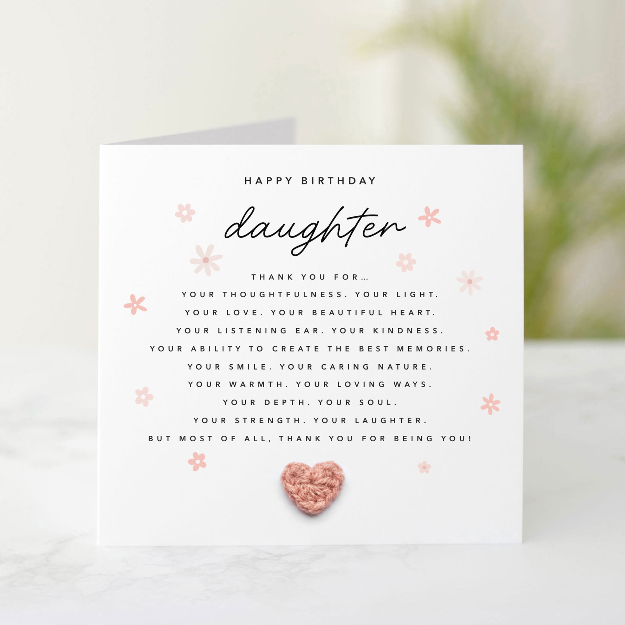 Thank You Daughter Birthday Card - Crochet Heart