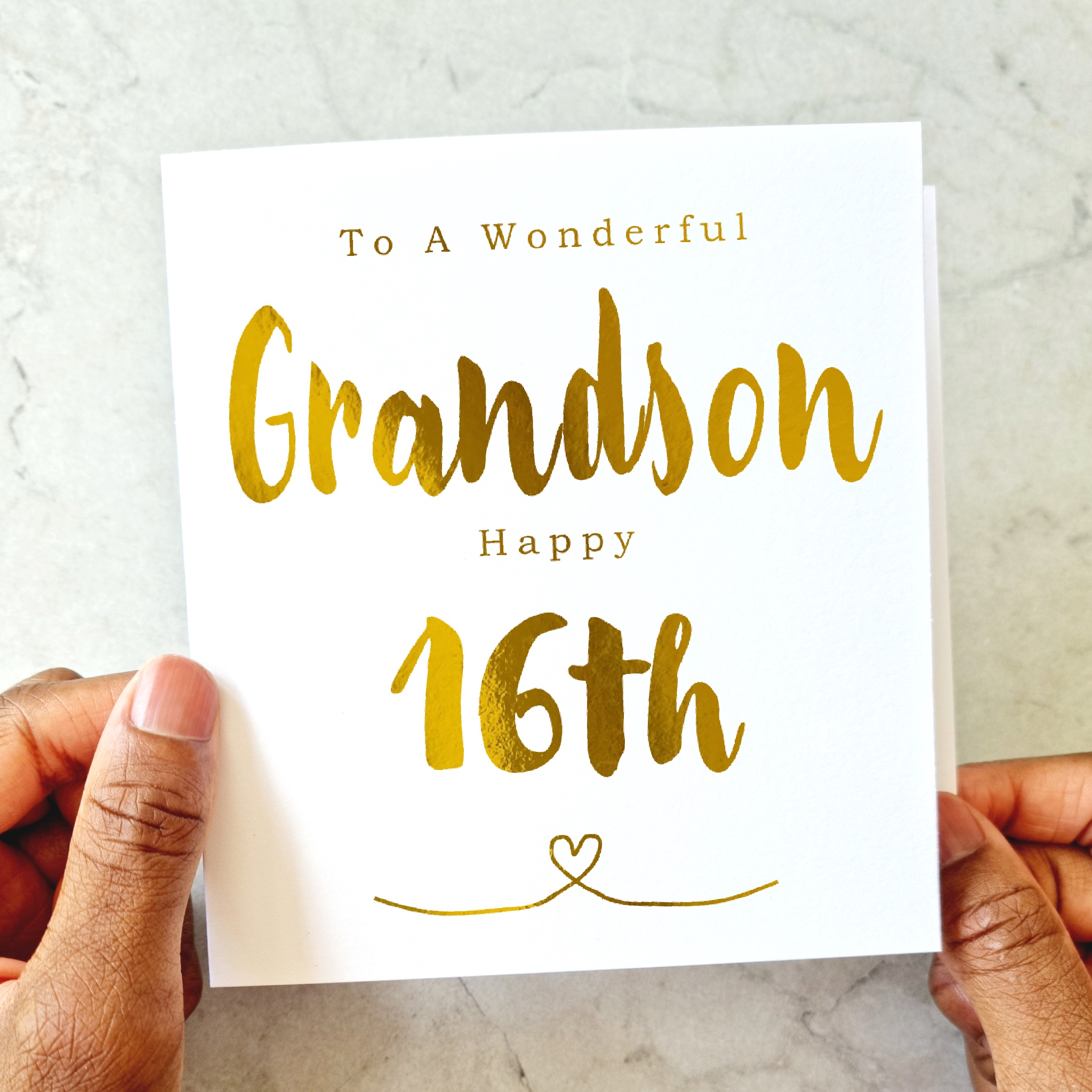 Grandson 16th Birthday Card - Gold Foil