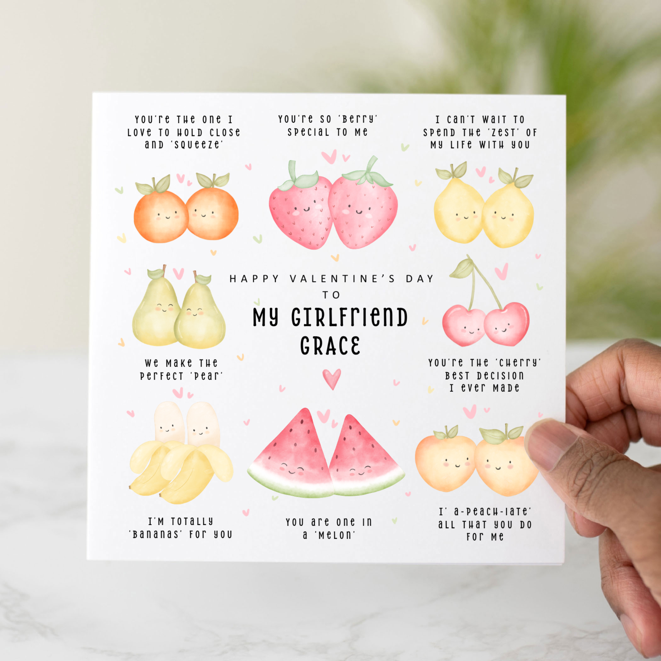 Personalised Girlfriend Valentine's Day Card - Fruit Puns