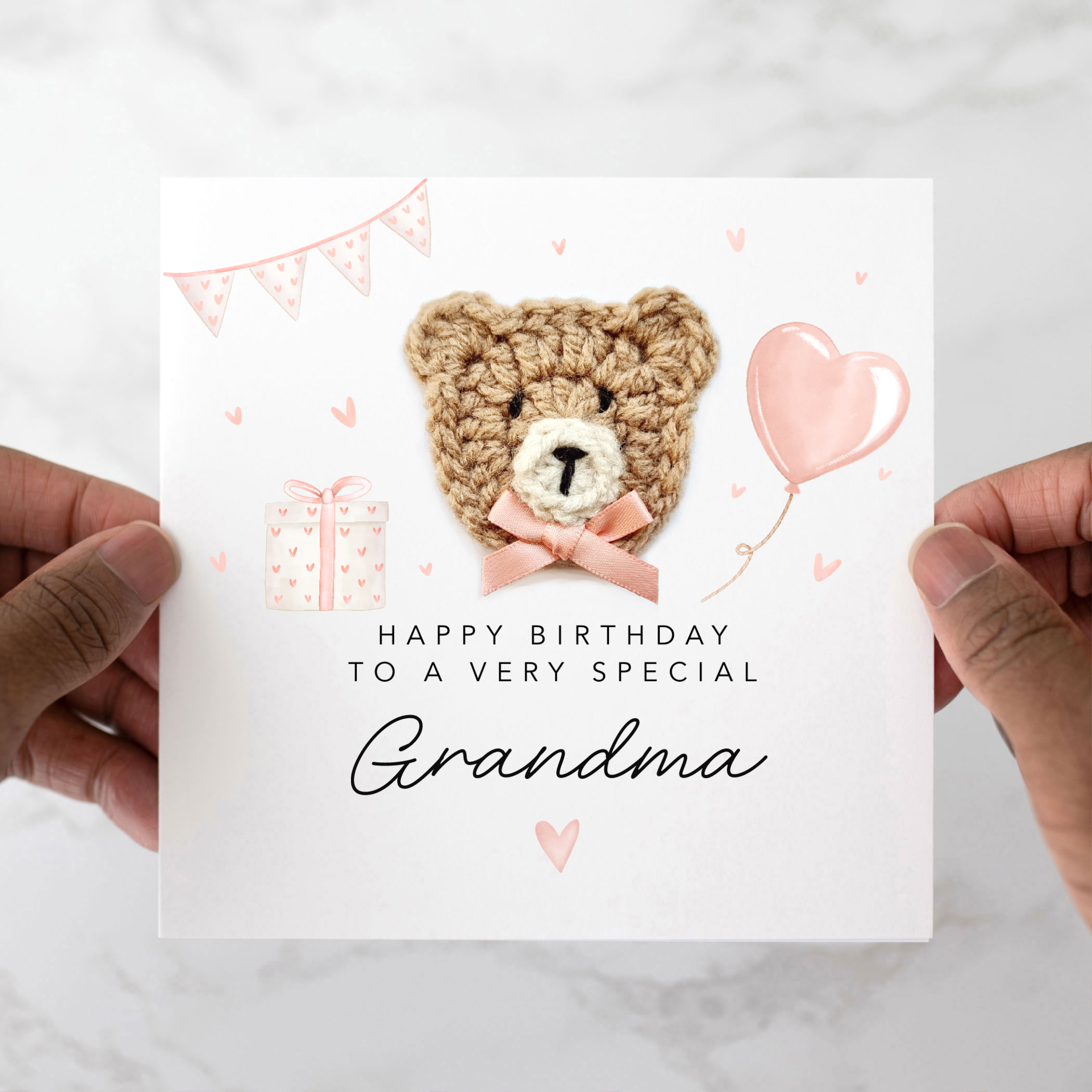 Cute Grandma Birthday Card - Crochet Bear