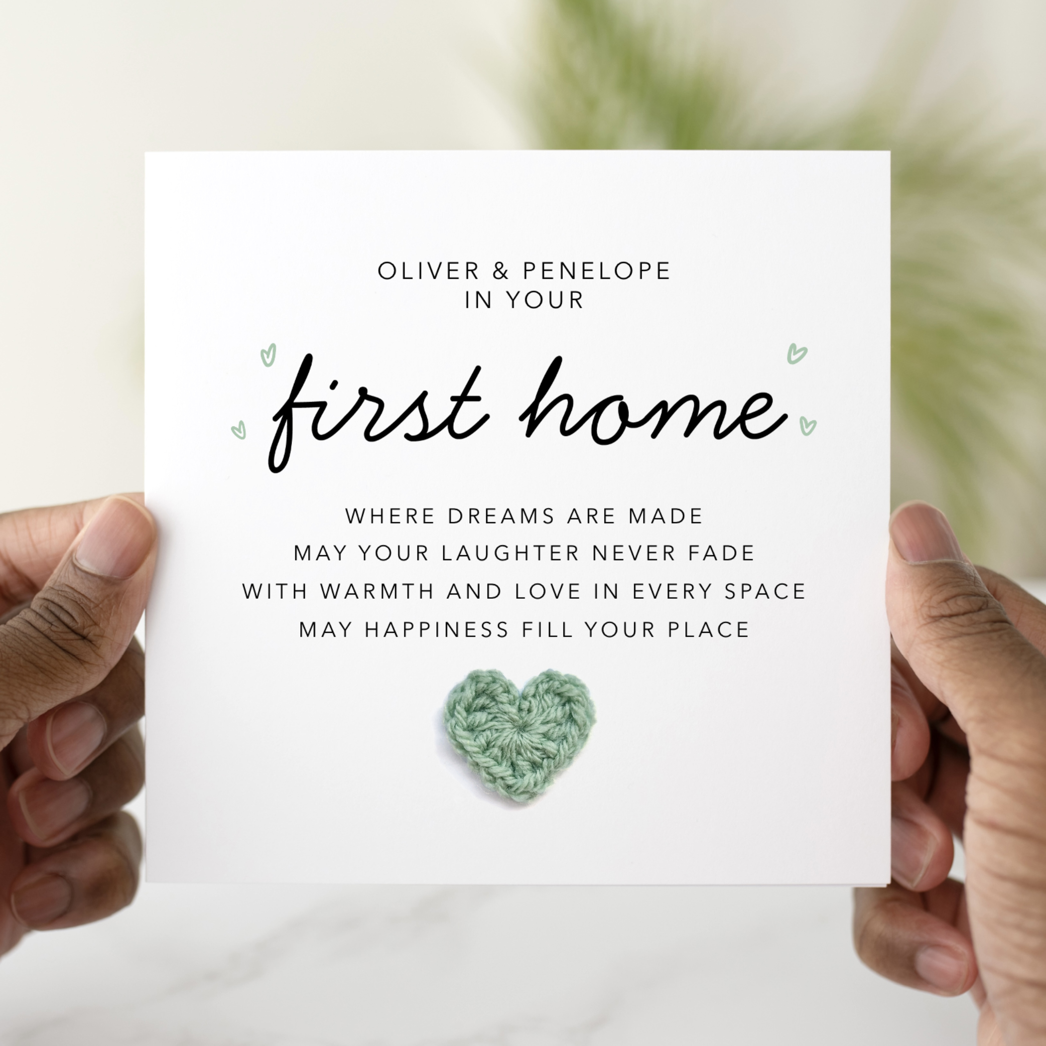 Personalised Poem First Home Card - Crochet Heart
