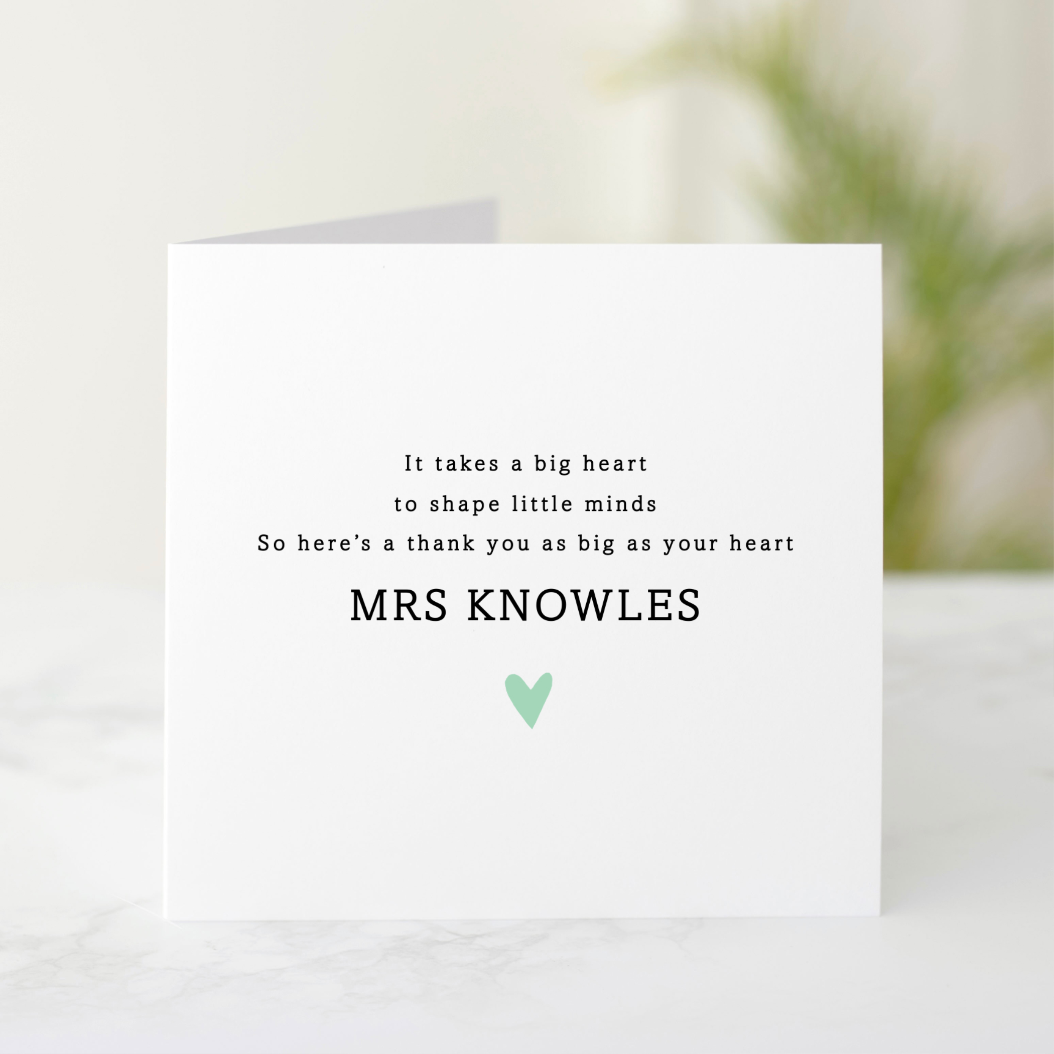 Personalised Teacher Card - Little Minds