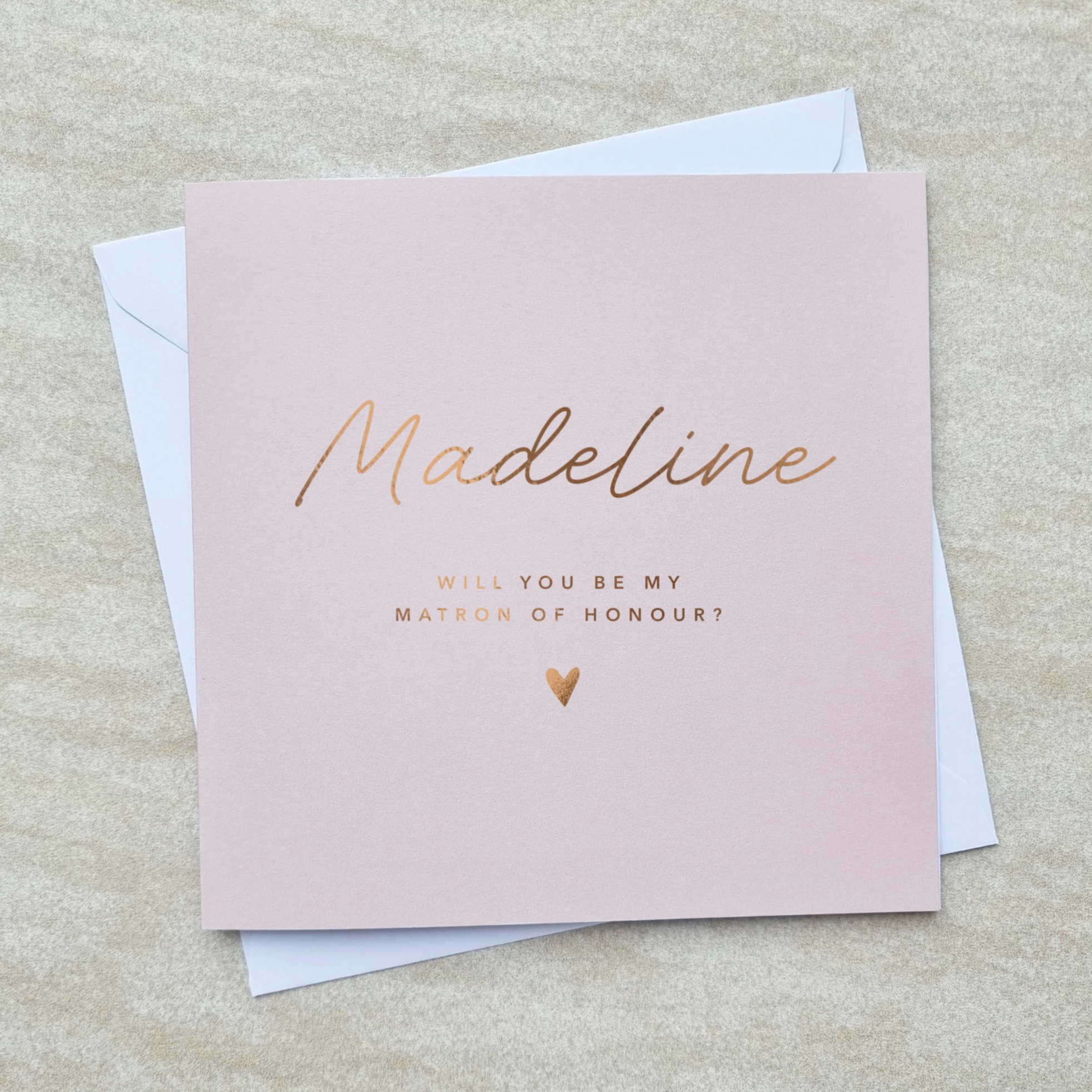 Personalised Will You Be My Matron Of Honour Card - Rose Gold Foil