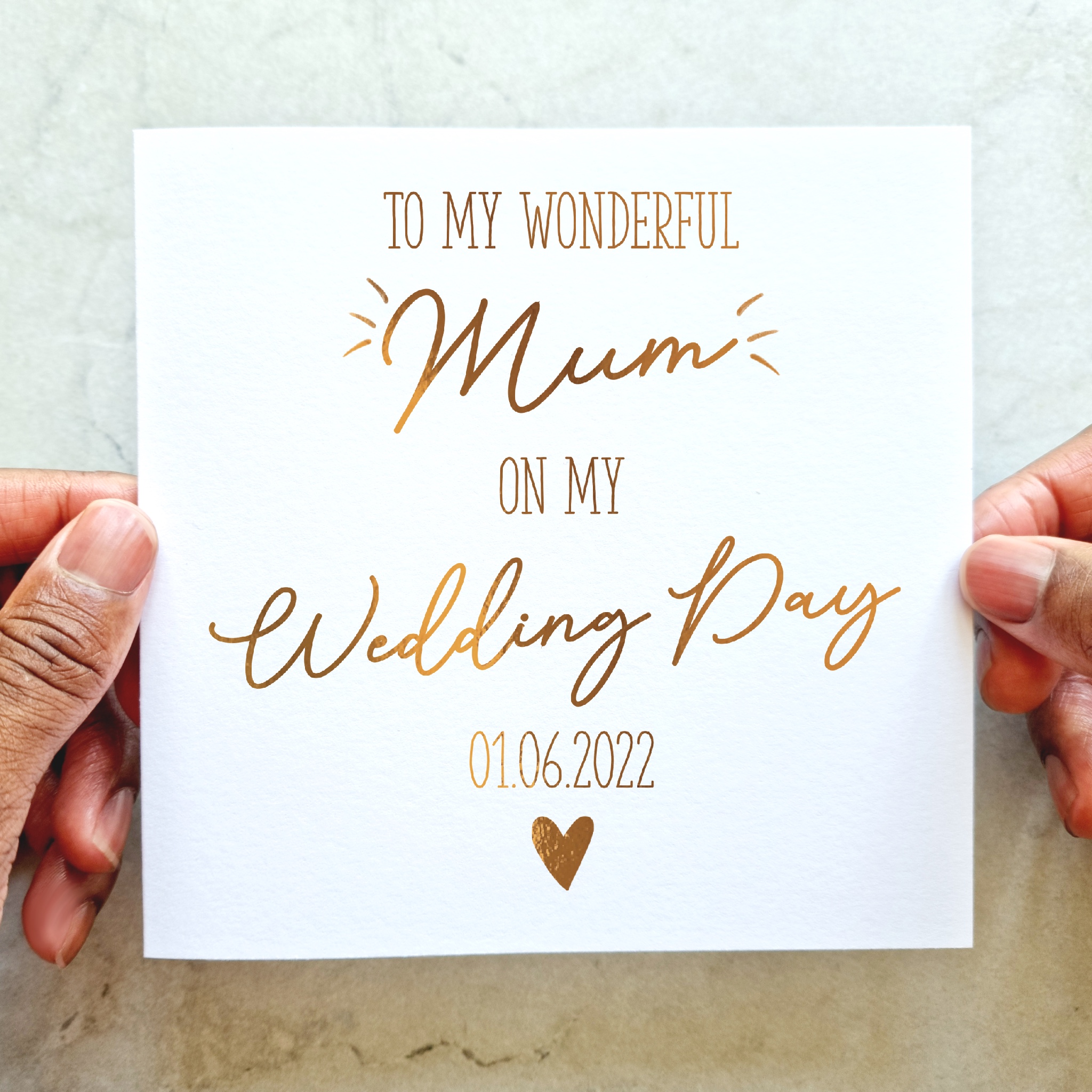 Mum Wedding Card - On My Wedding - Rose Gold Foil