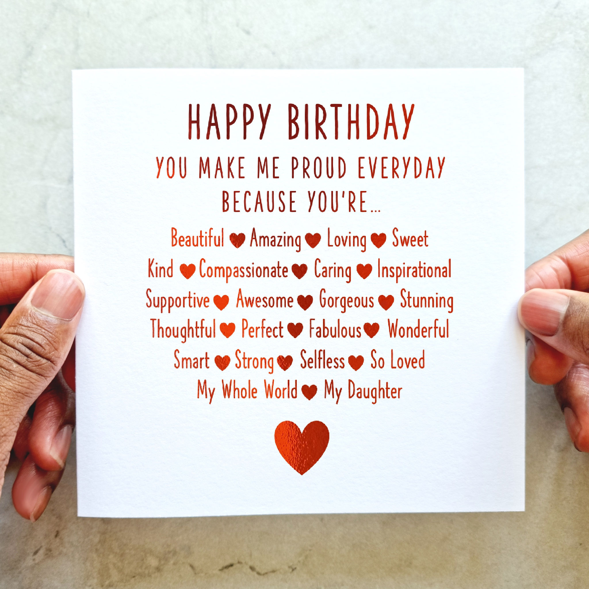 Meaningful Daughter Birthday Card - Red Foil
