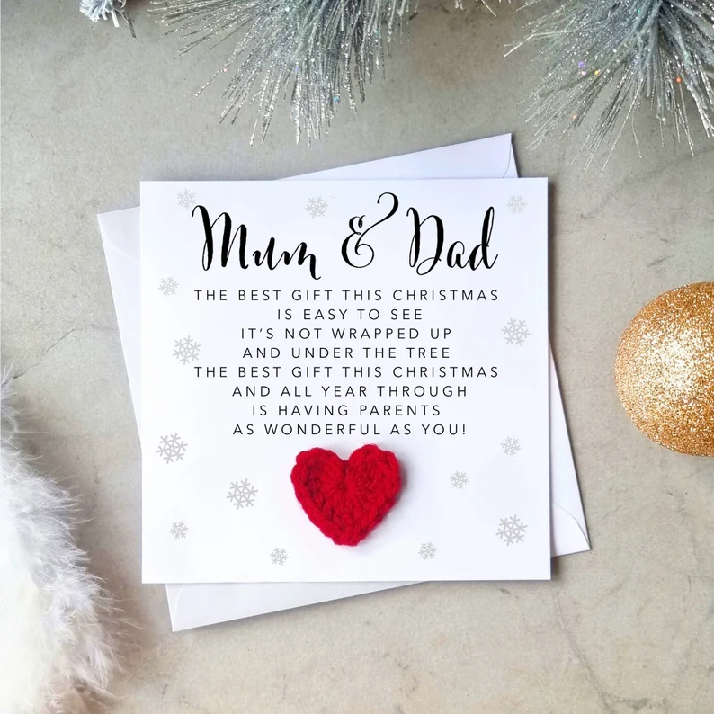 Mum And Dad Christmas Card - Crochet Heart