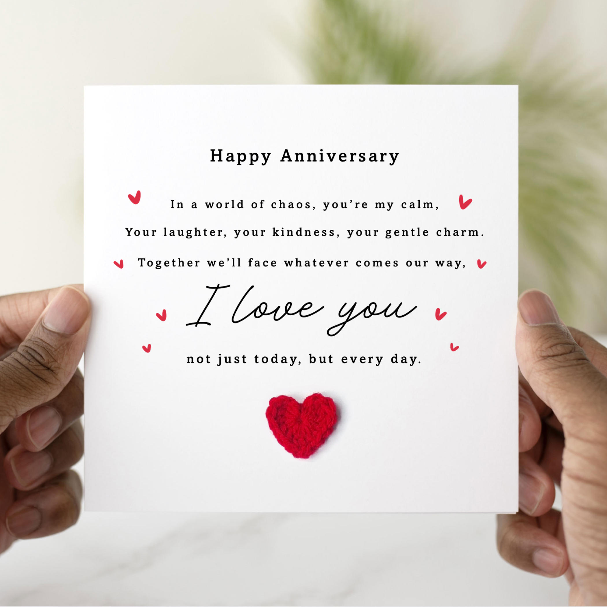 I Love You Anniversary Card - Crochet Hear