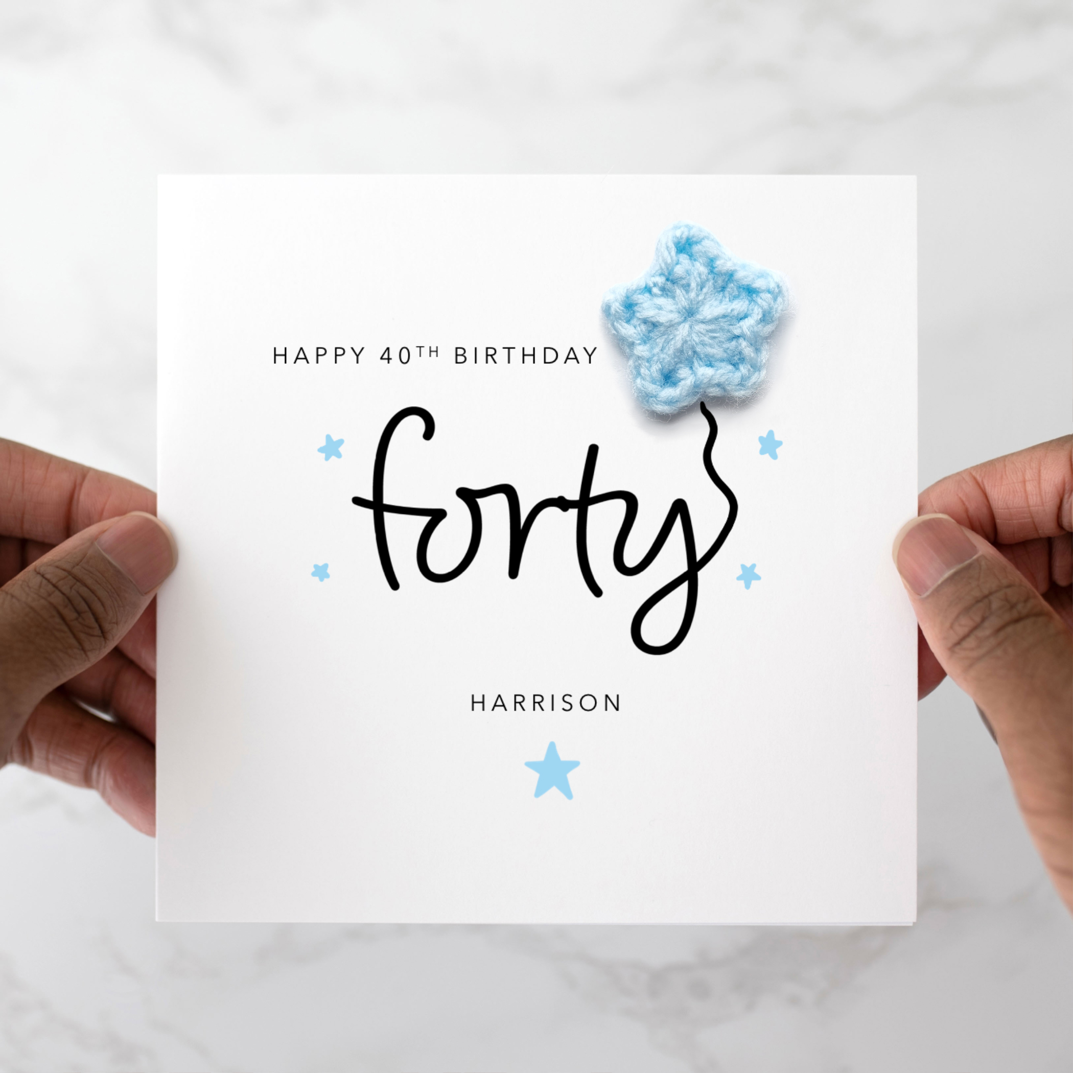 Personalised 40th Birthday Card - Crochet Star