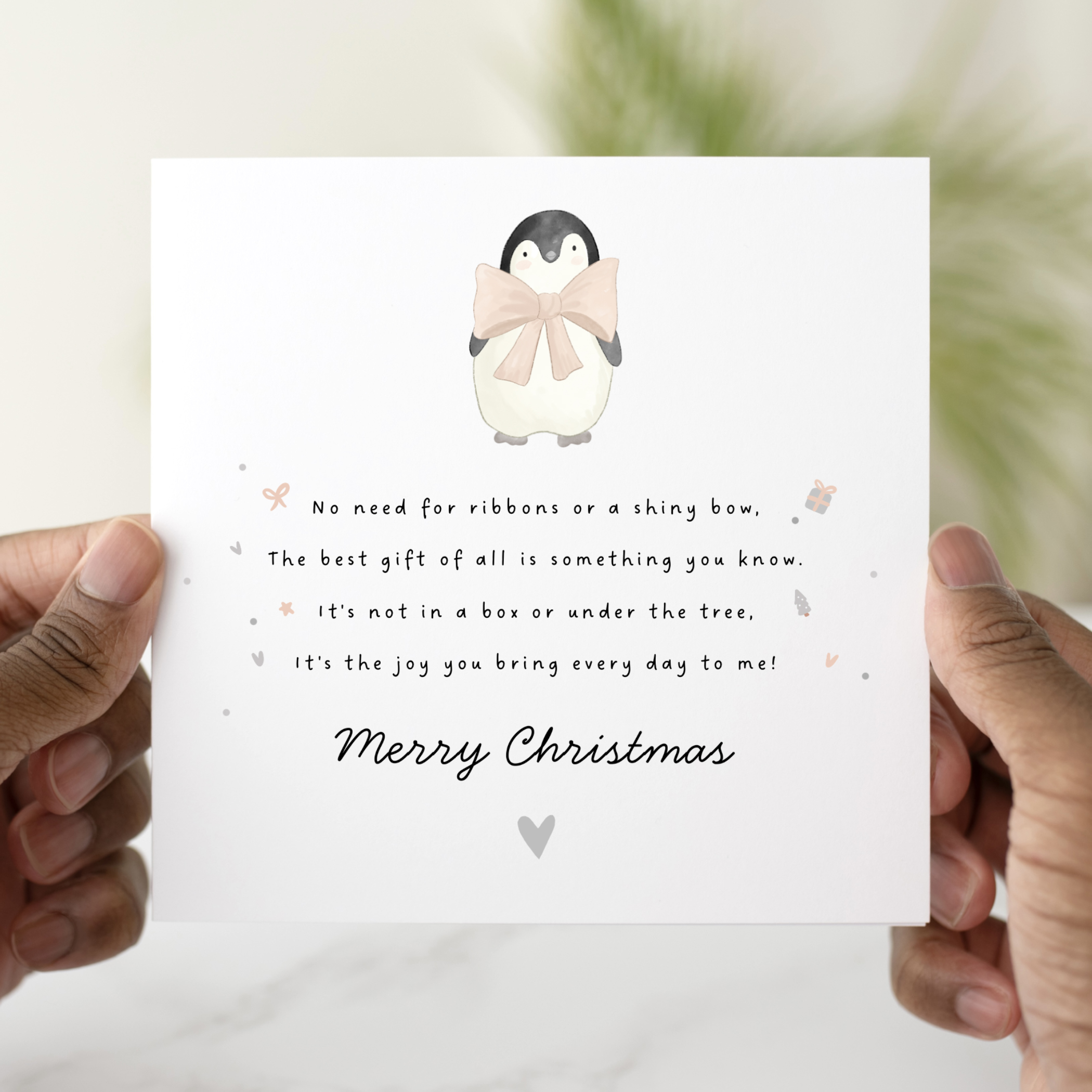 Cute Poem Christmas Card - Penguin