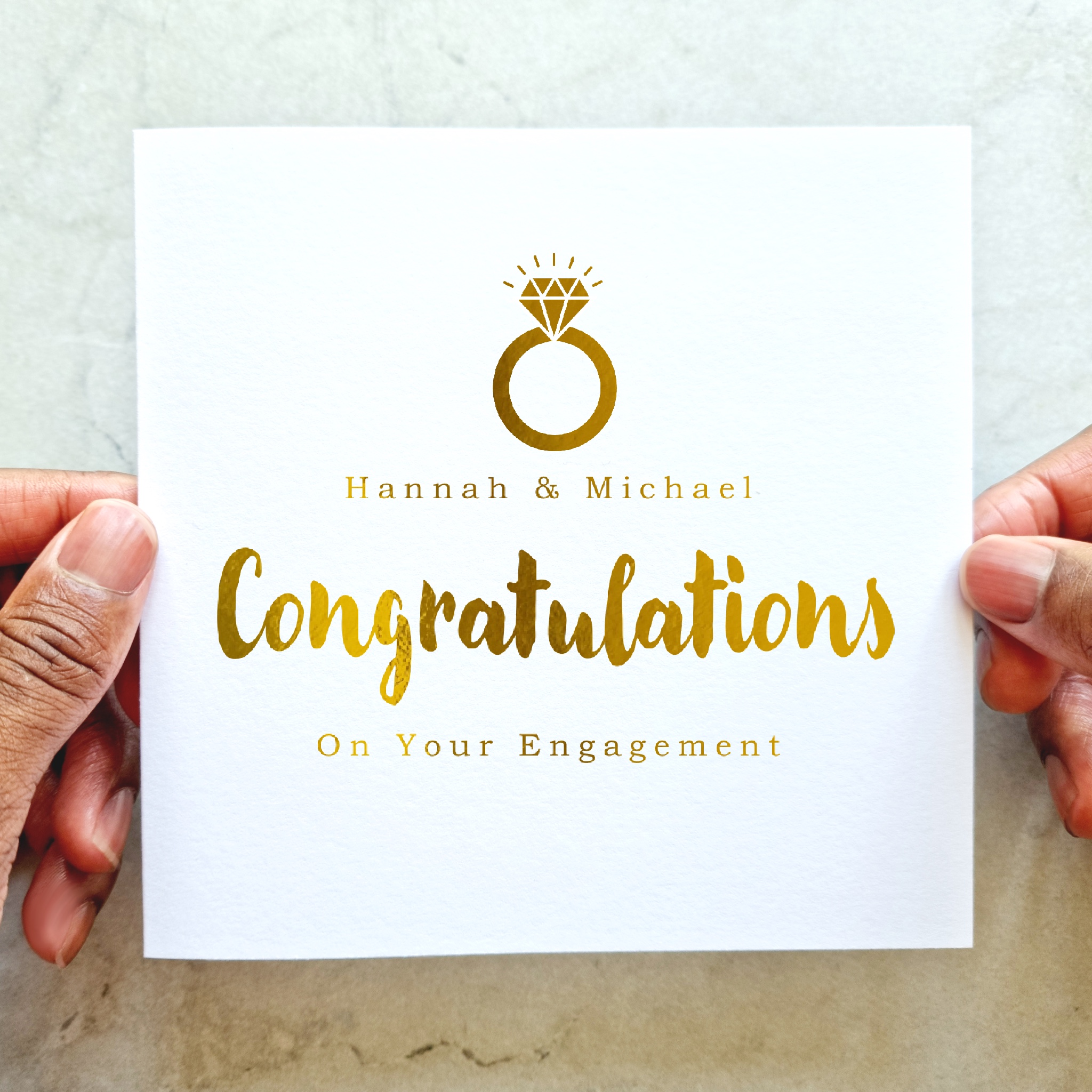 Personalised Engagement Card - Ring - Gold Foil