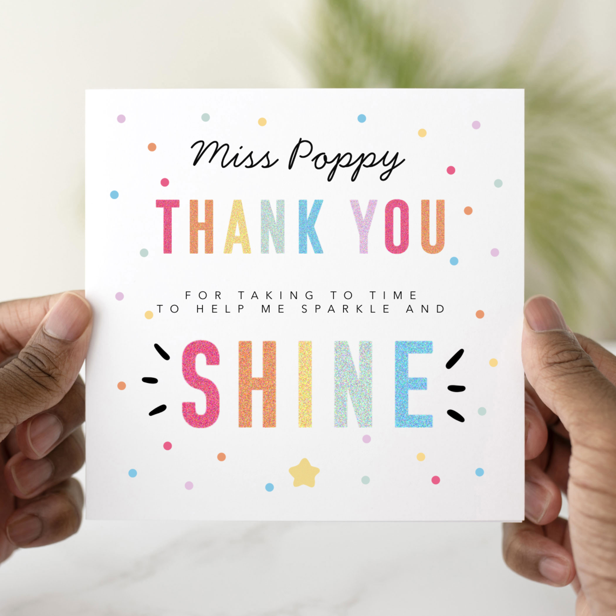 Personalised Teacher Thank You Card - Shine
