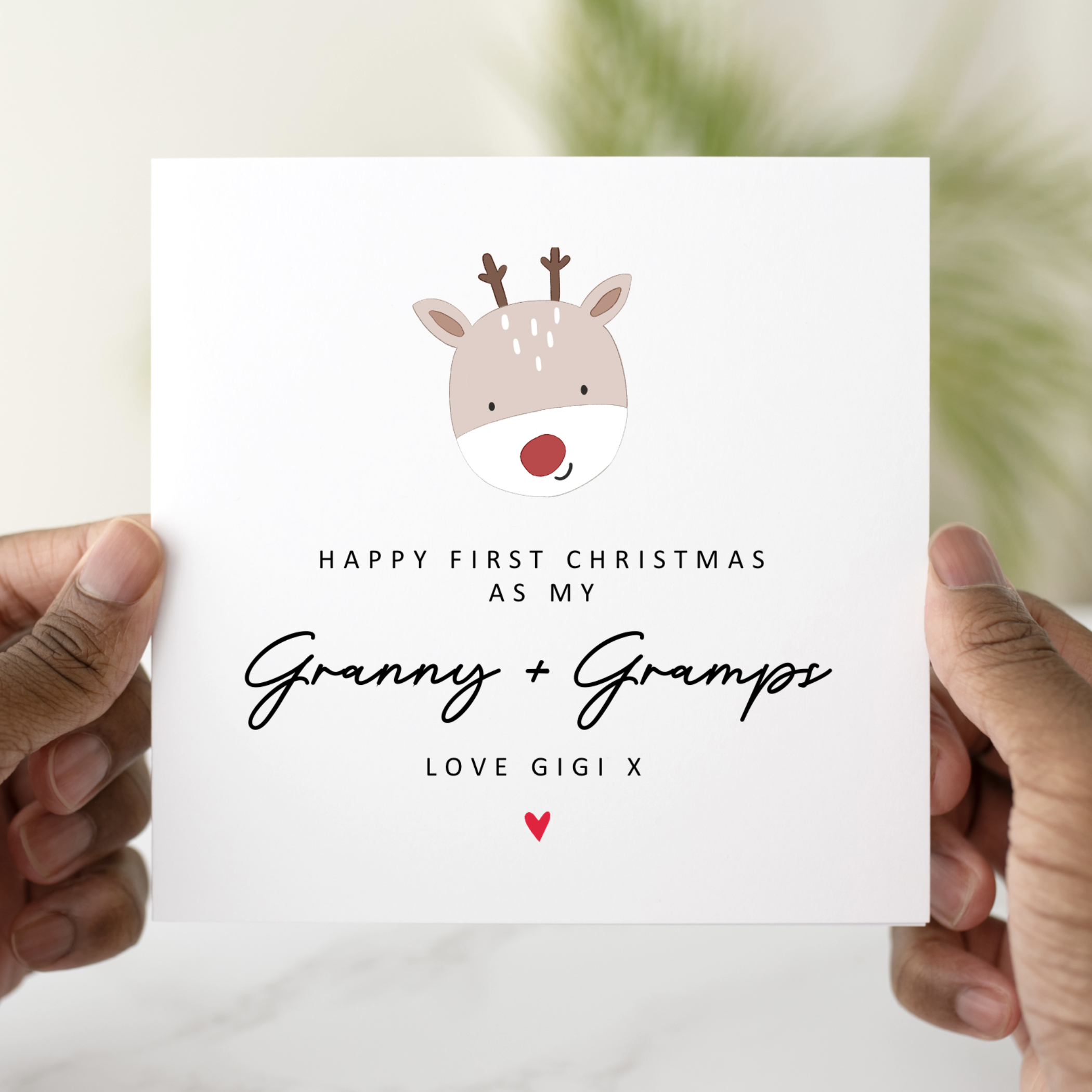Personalised Granny And Gramps 1st Christmas Card - Reindeer