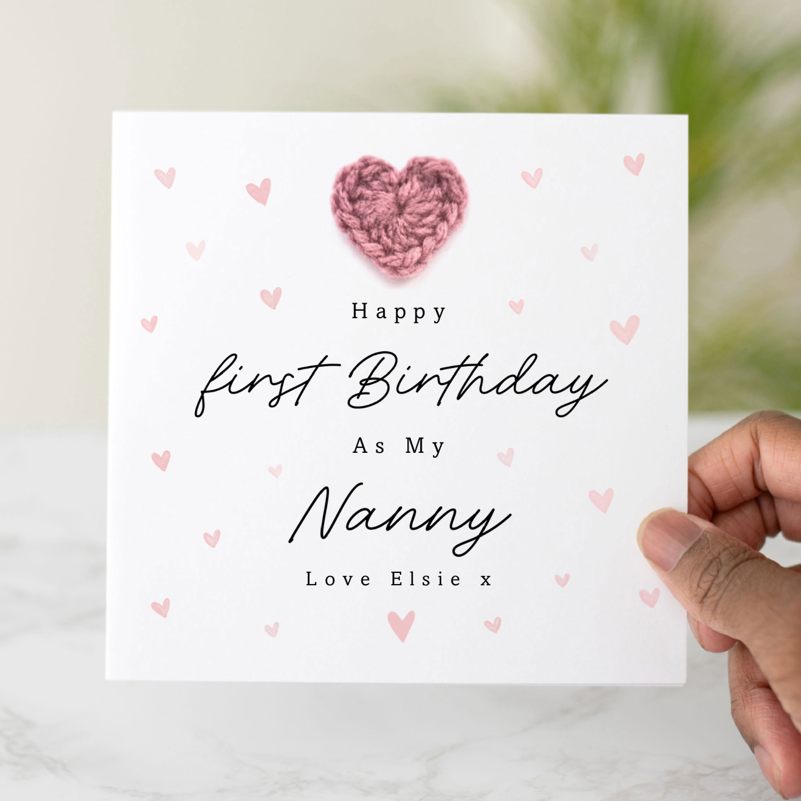 1st Birthday as My Nanny Birthday Card - Crochet Heart