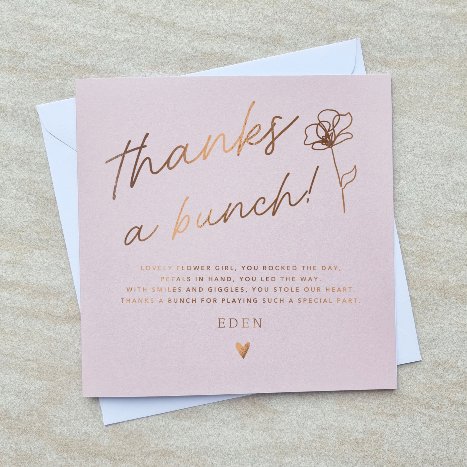Personalised Thank You For Being My Flower Girl Card - Rose Gold
