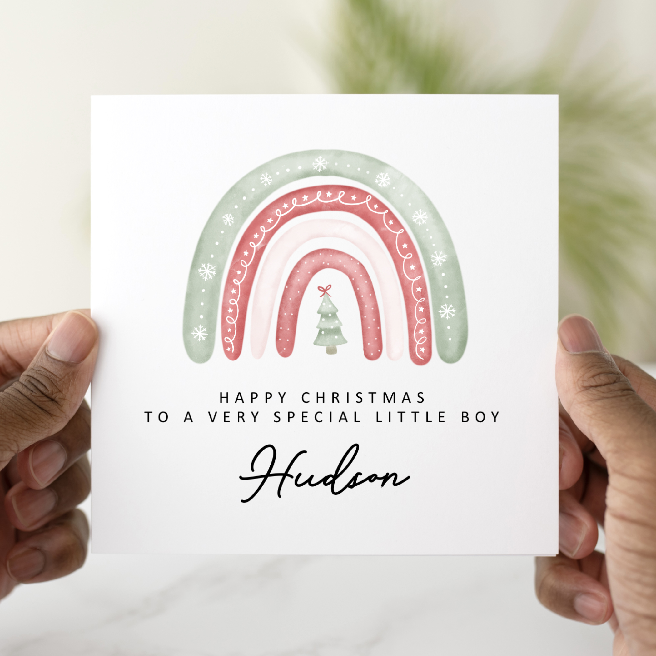 Personalised Little Boy Christmas Card - Rainbow