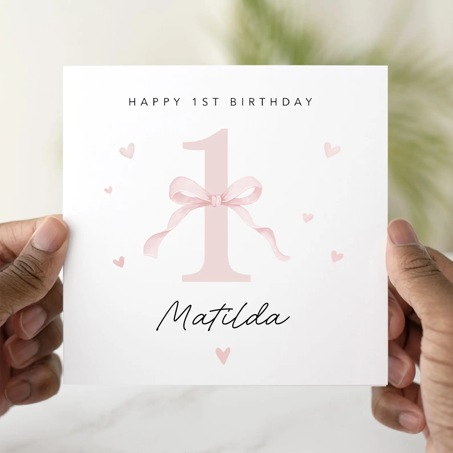 Personalised 1st Birthday Card - Bow