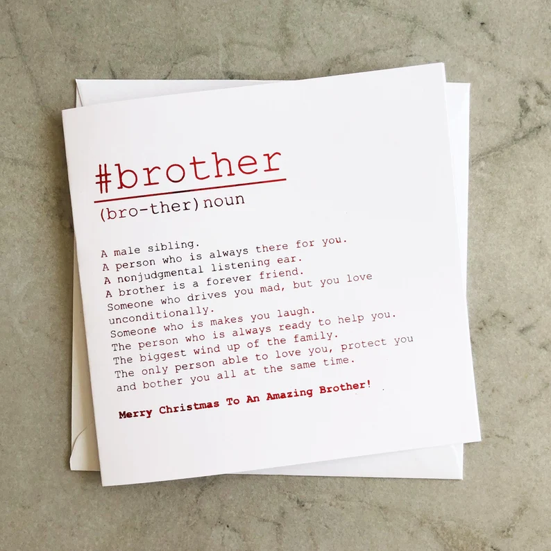 Definition Brother Christmas Card - Red Foil