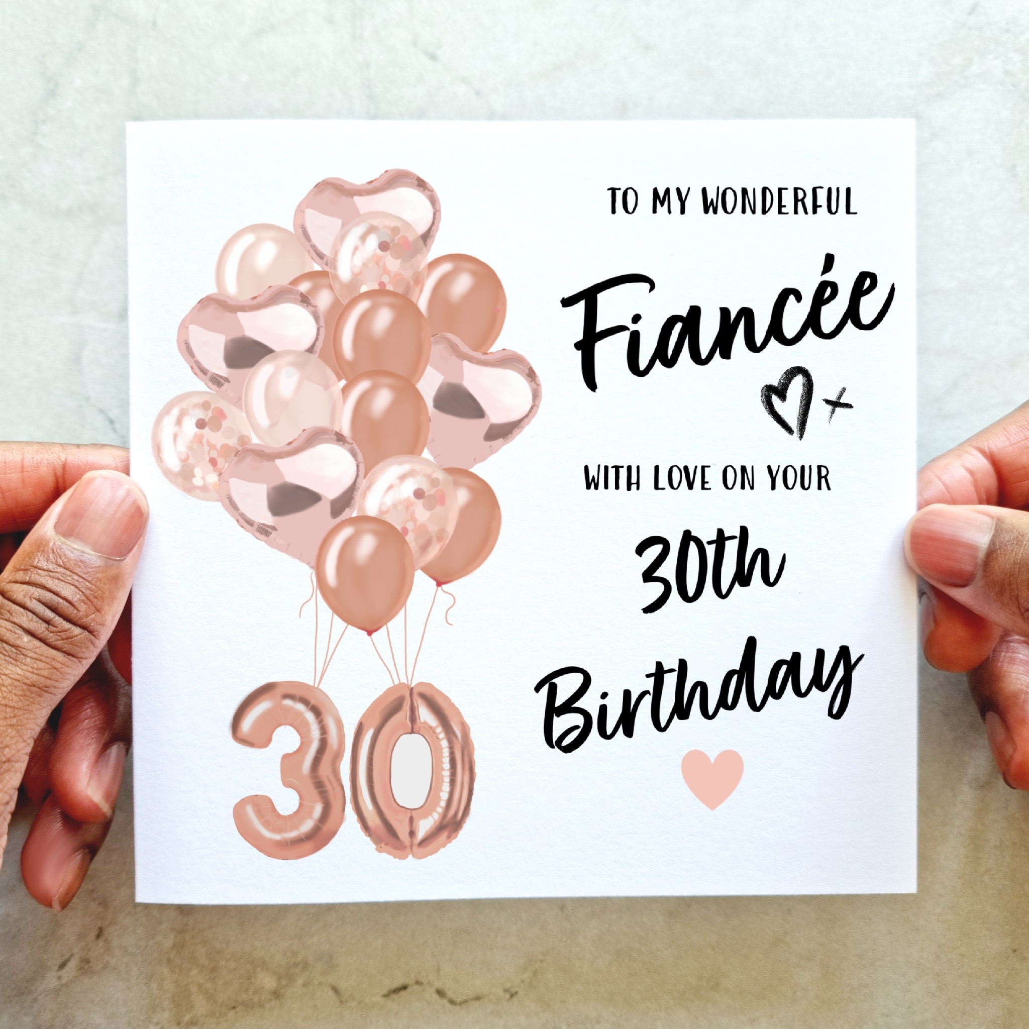 30th Fiancée Birthday Card - Balloons