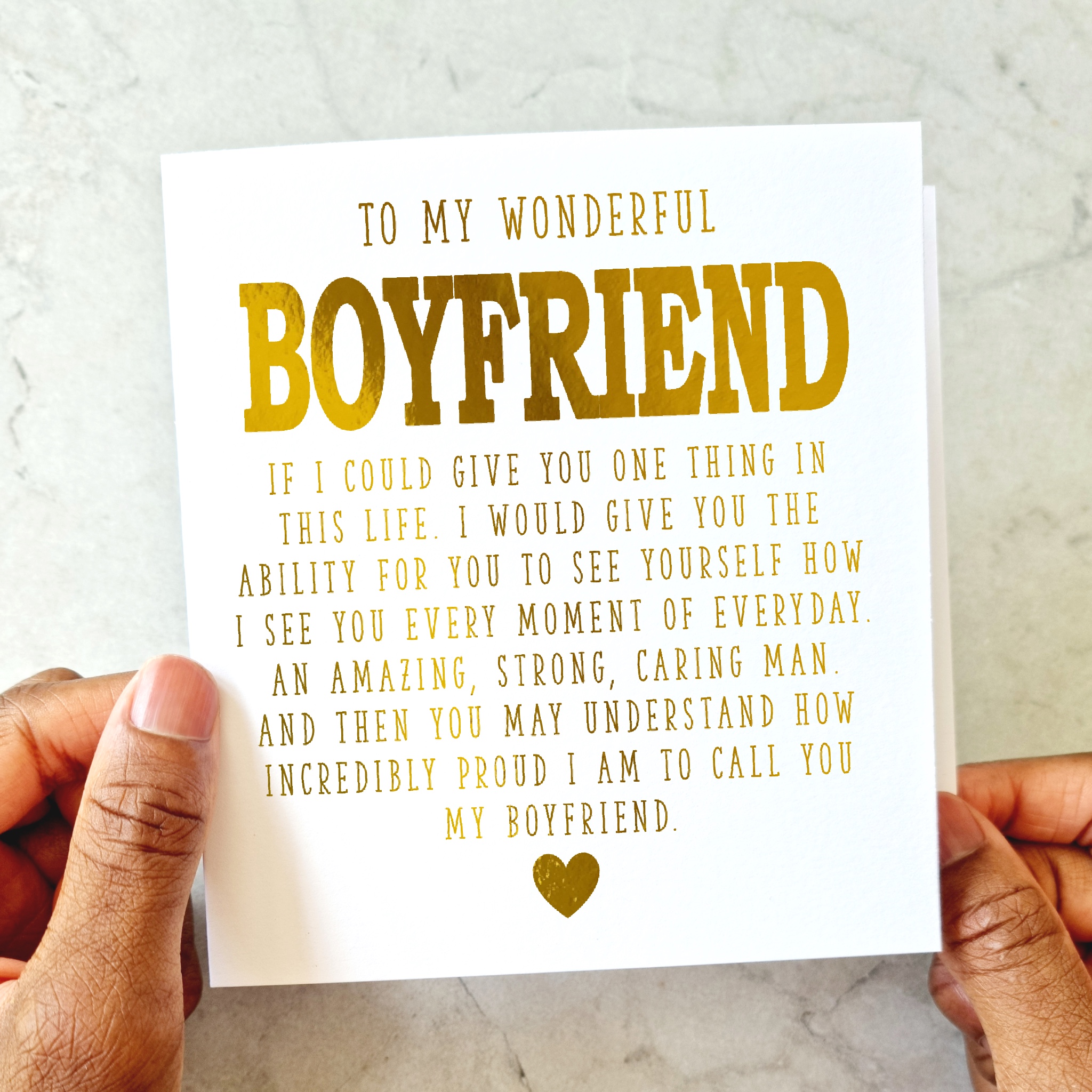 Boyfriend Birthday Card - Poem - Gold Foil
