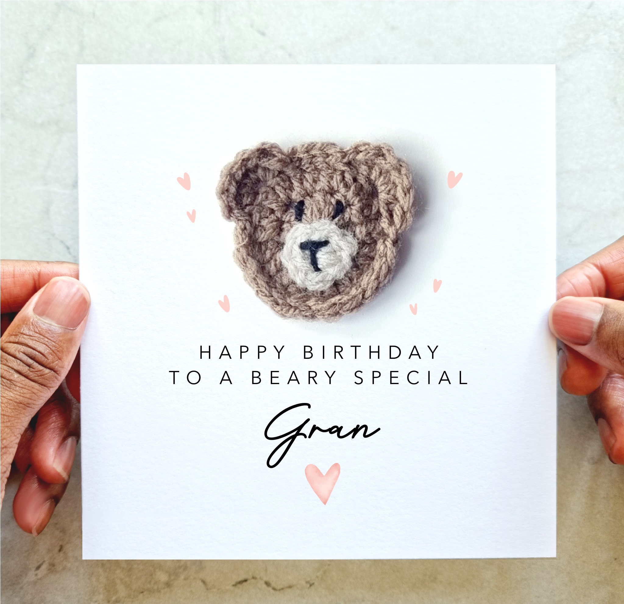 Gran Birthday Card - Crochet Bear
