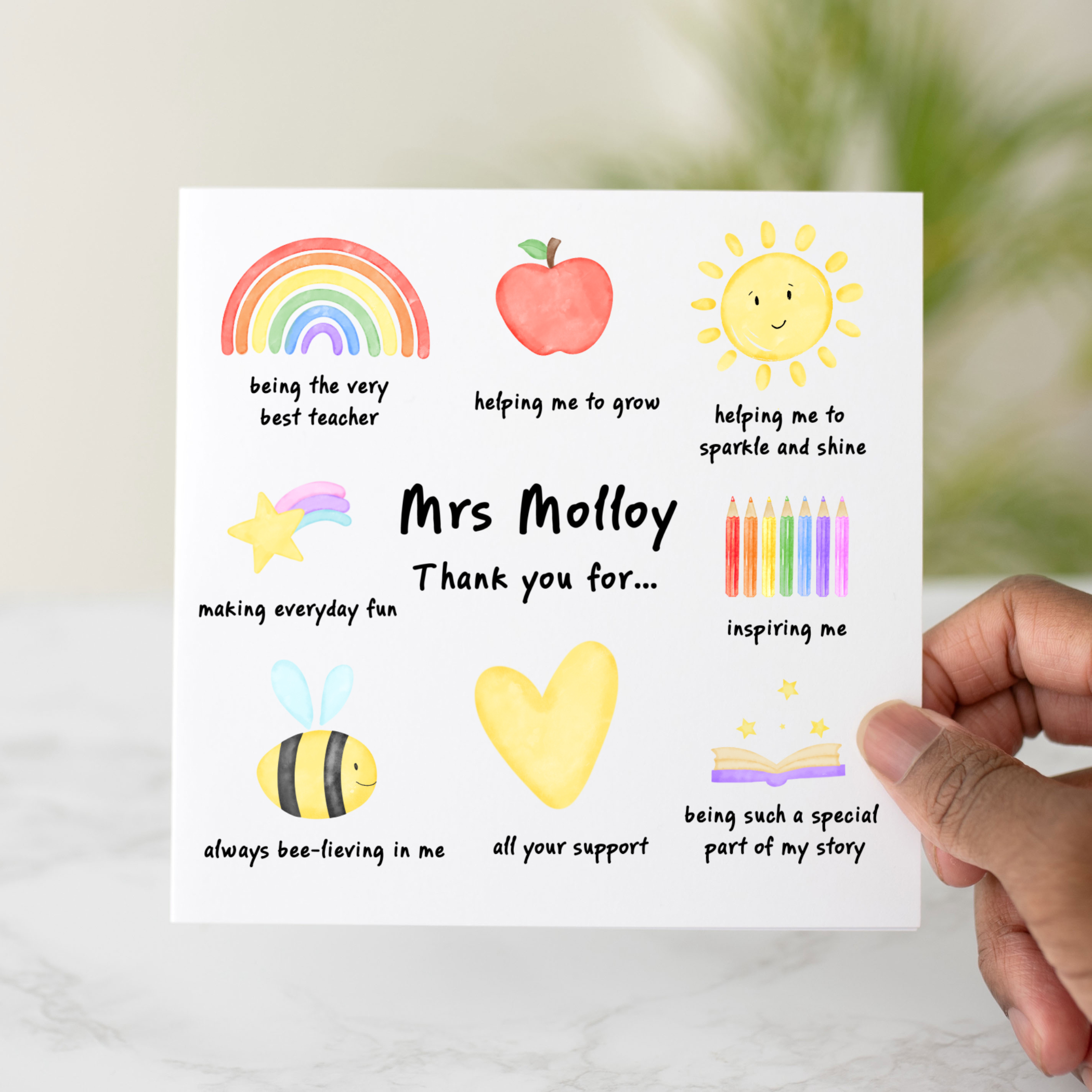 Personalised Teacher Card - Thank You For