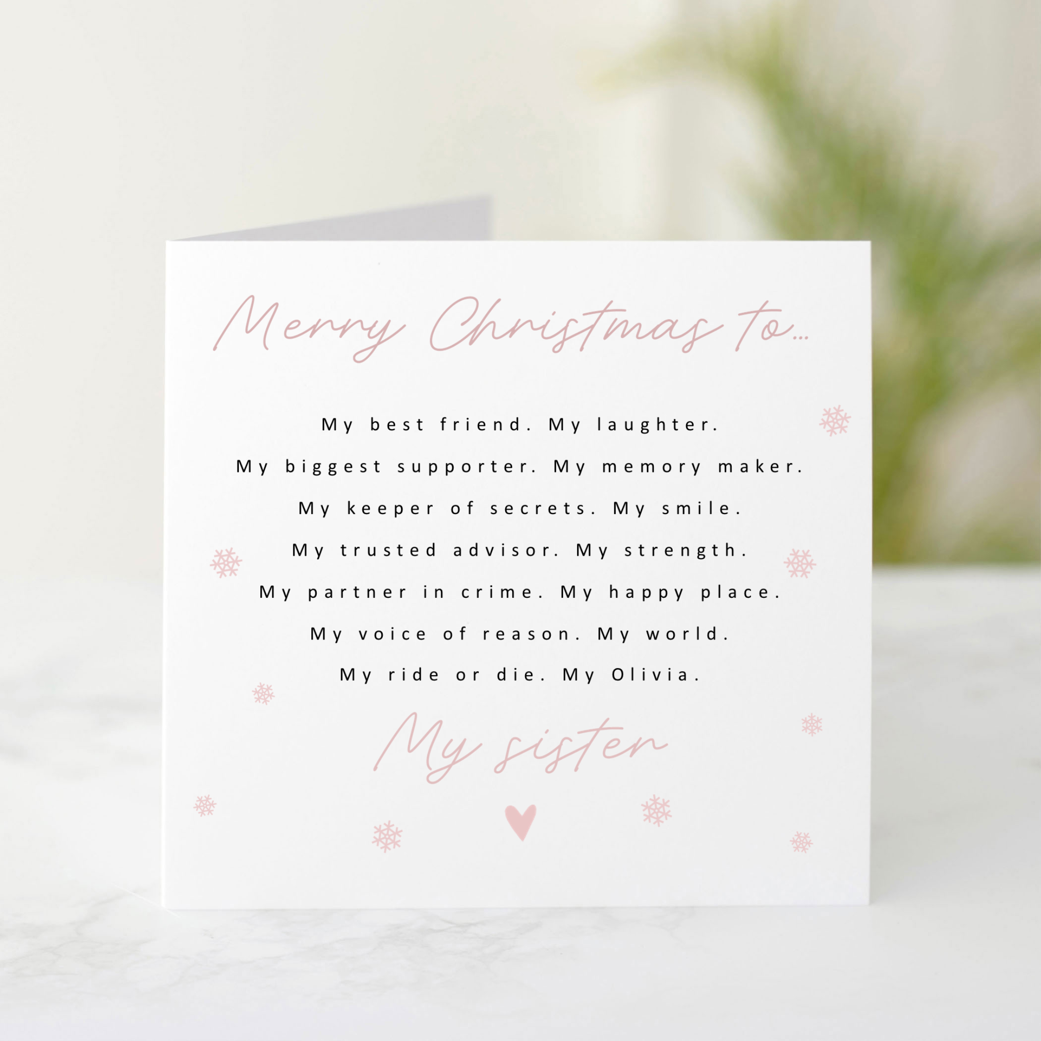 Poem My Sister Christmas Card